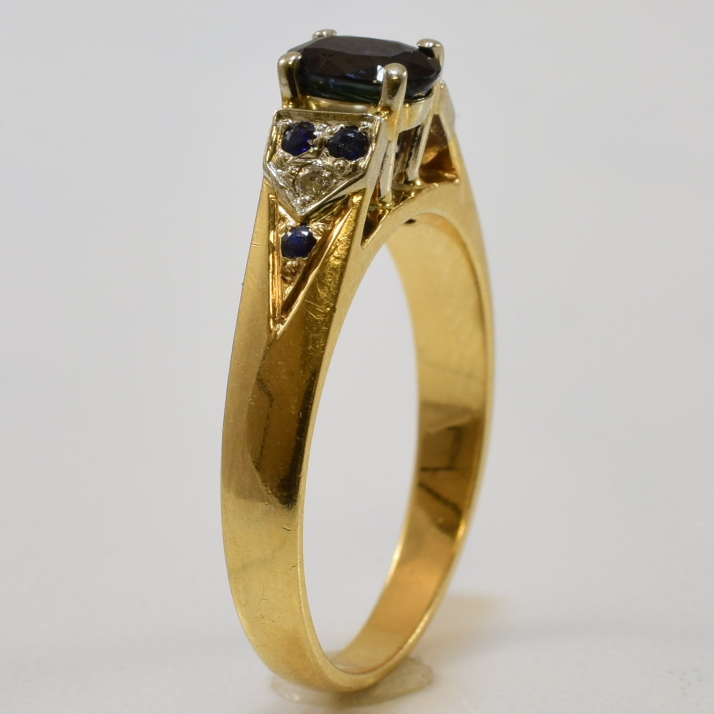 Blue Sapphire & Diamond Cathedral Ring | 0.56ctw, 0.01ctw | SZ 5.75 |