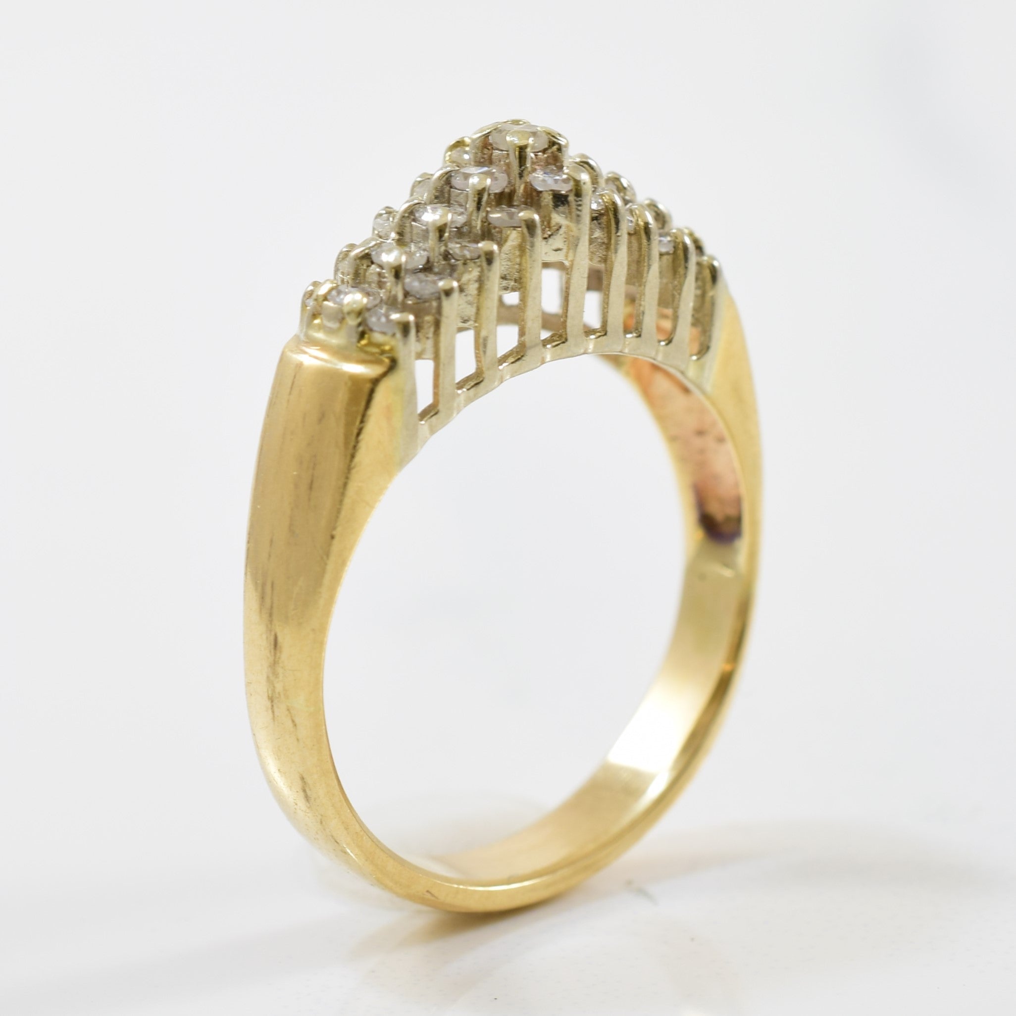 Three Row Diamond Cluster Ring | 0.35ctw | SZ 7 |