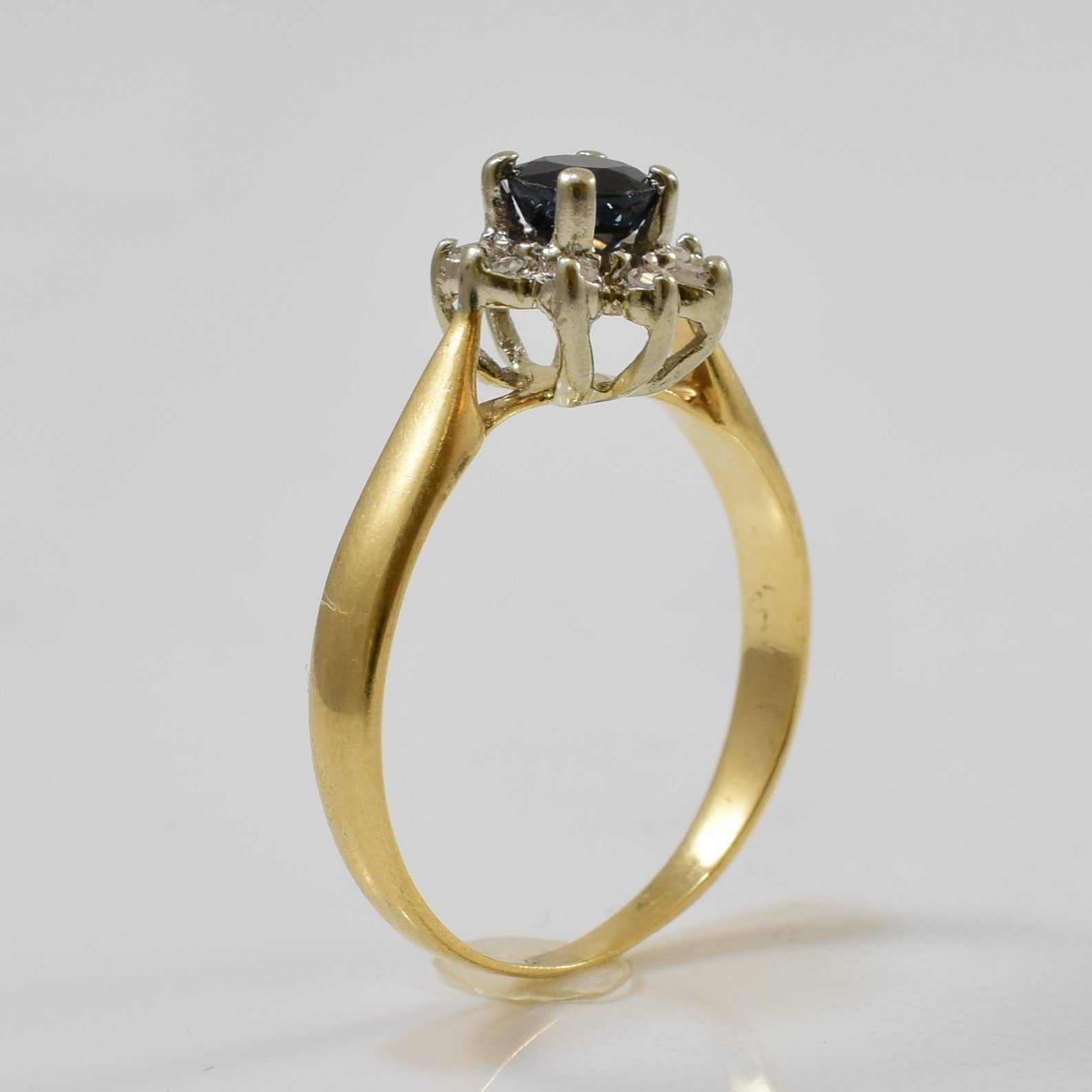 Blue Sapphire & Diamond Cathedral Ring | 0.35ct, 0.07ctw | SZ 5.75 |