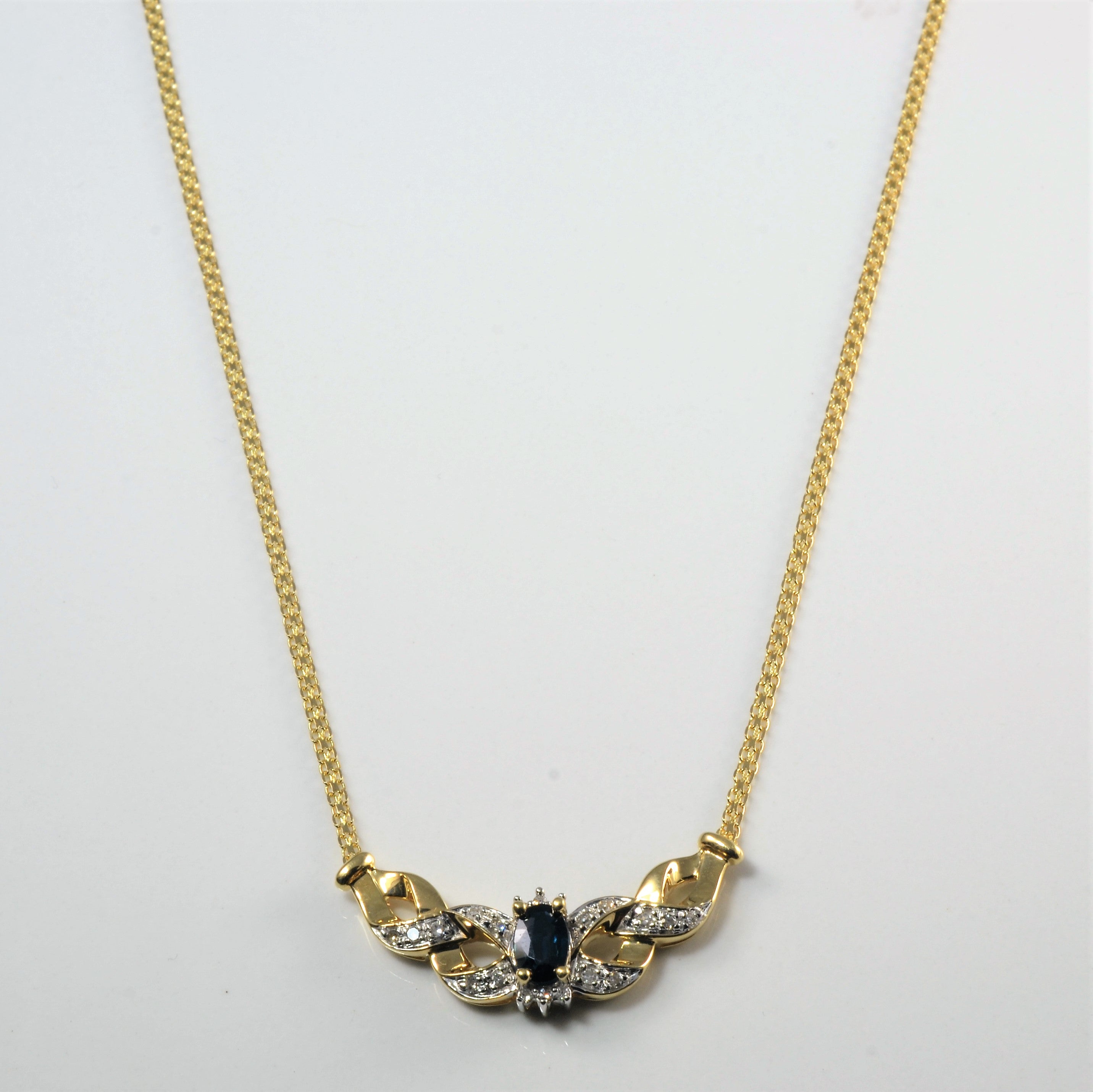 Sapphire & Diamond Necklace | 0.30ct, 0.10ctw| 16.5"|