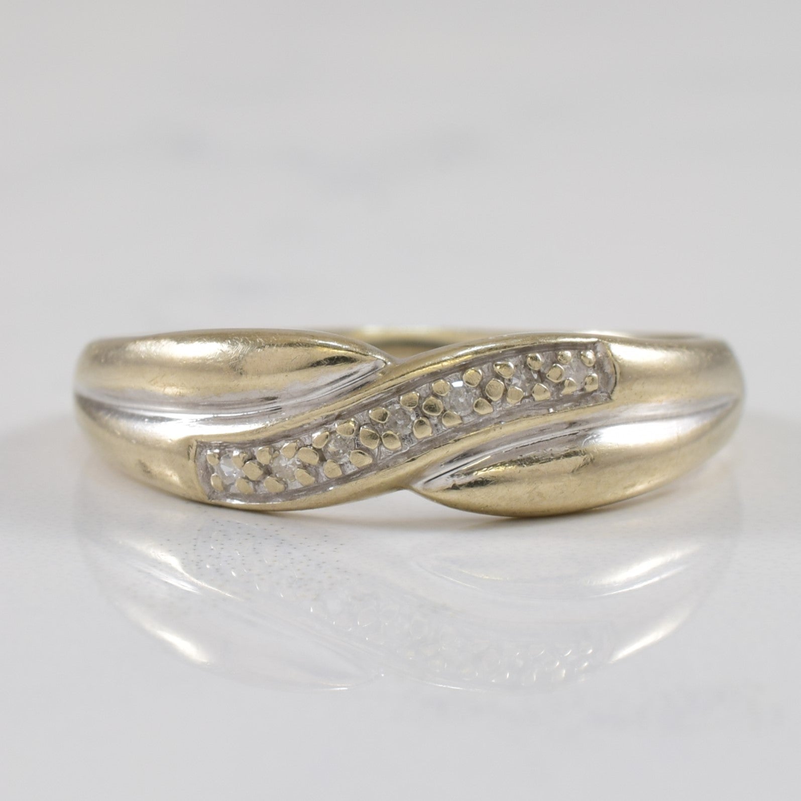 Pave Diamond Crossover Ring | 0.03ctw | SZ 9.25 |