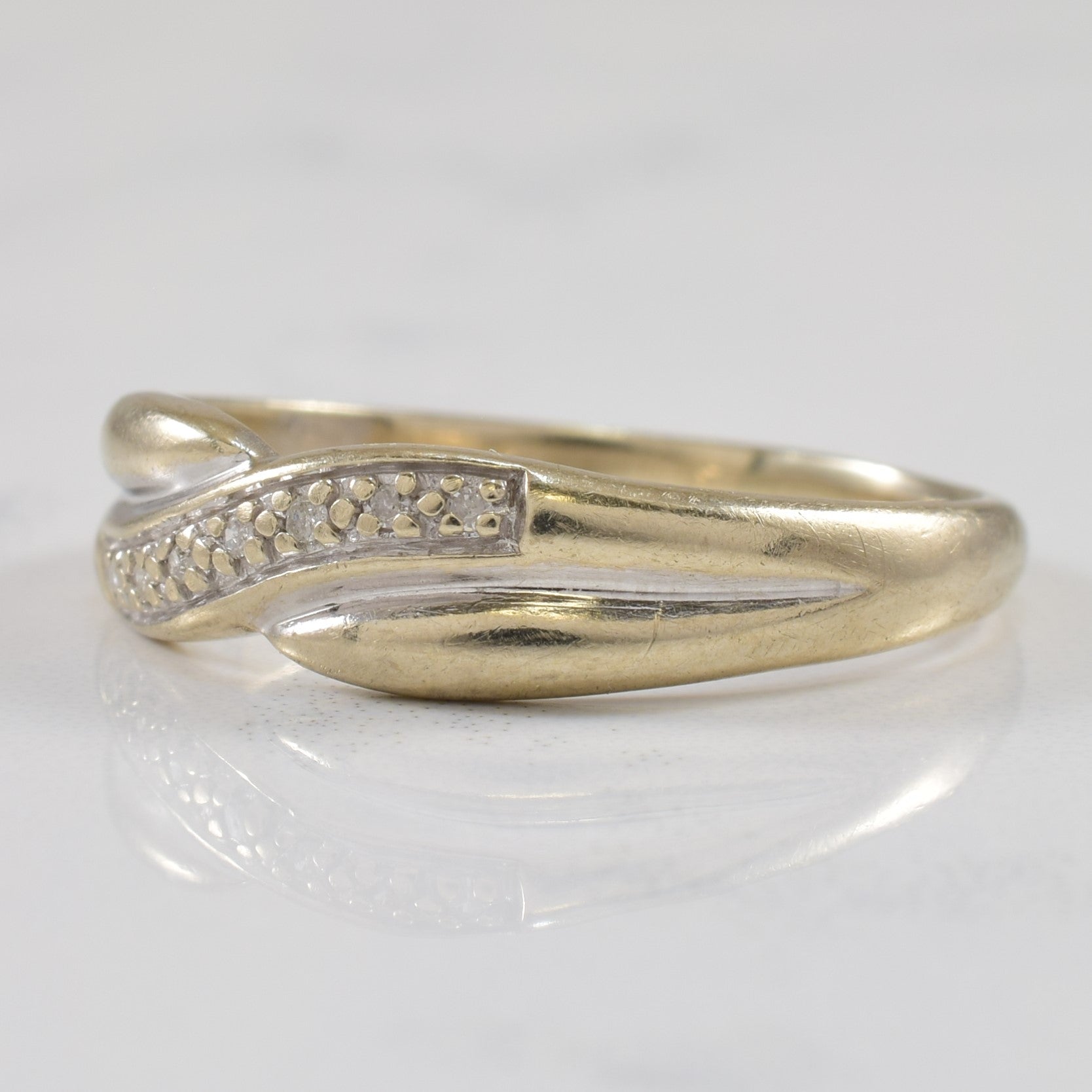 Pave Diamond Crossover Ring | 0.03ctw | SZ 9.25 |