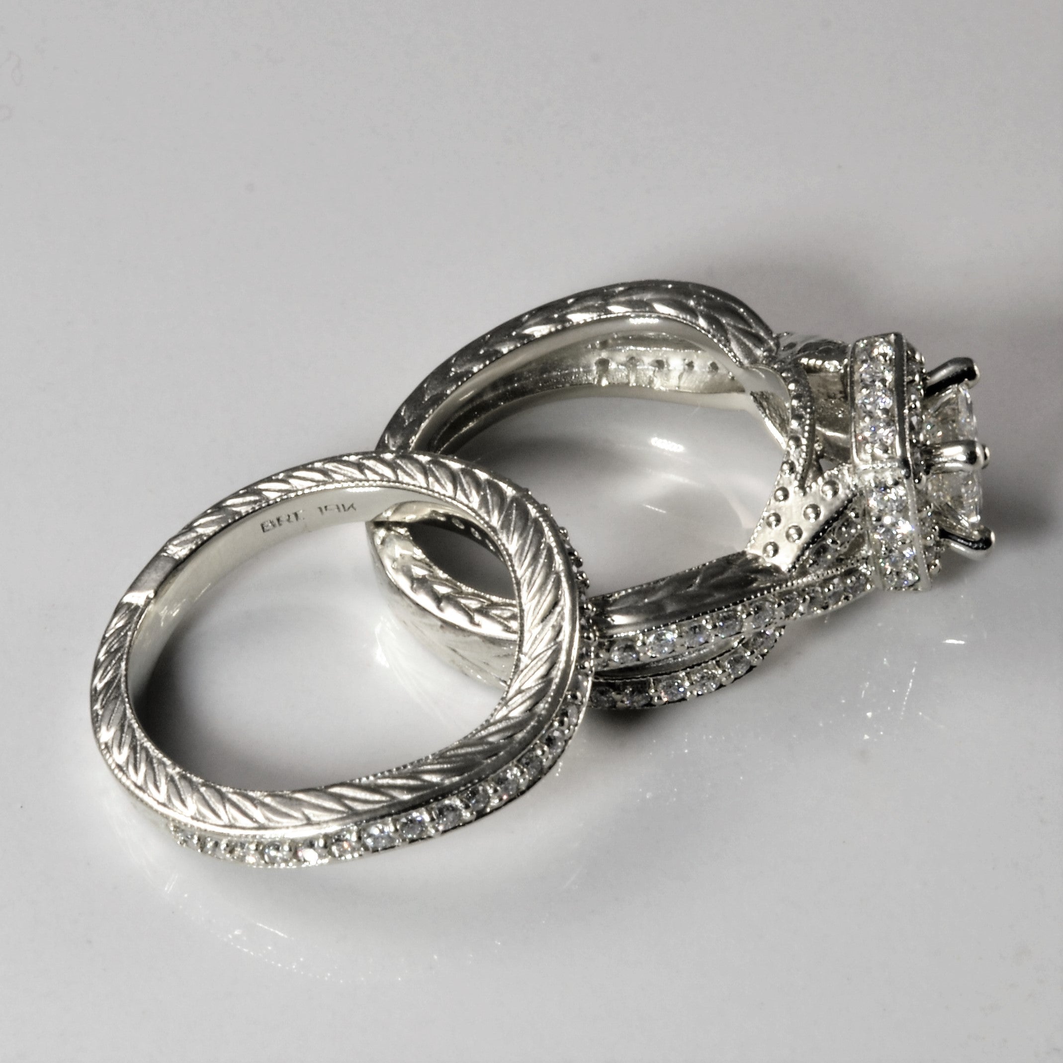 Ensemble de mariage Twisted Band Halo | 1,45 ct | Taille 4,5 |