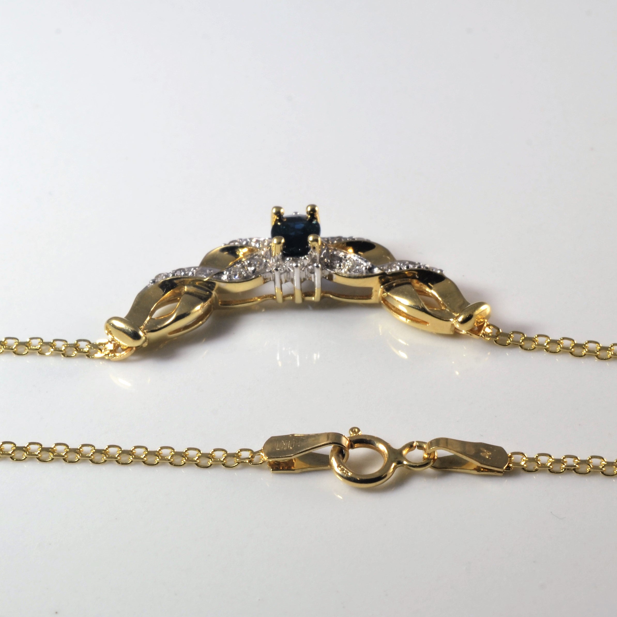 Sapphire & Diamond Necklace | 0.30ct, 0.10ctw| 16.5"|