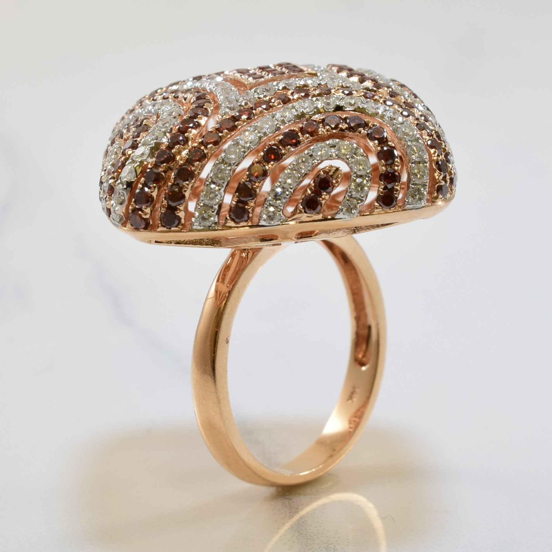 Cognac & White Diamond Cocktail Ring | 2.91ctw | SZ 7 |