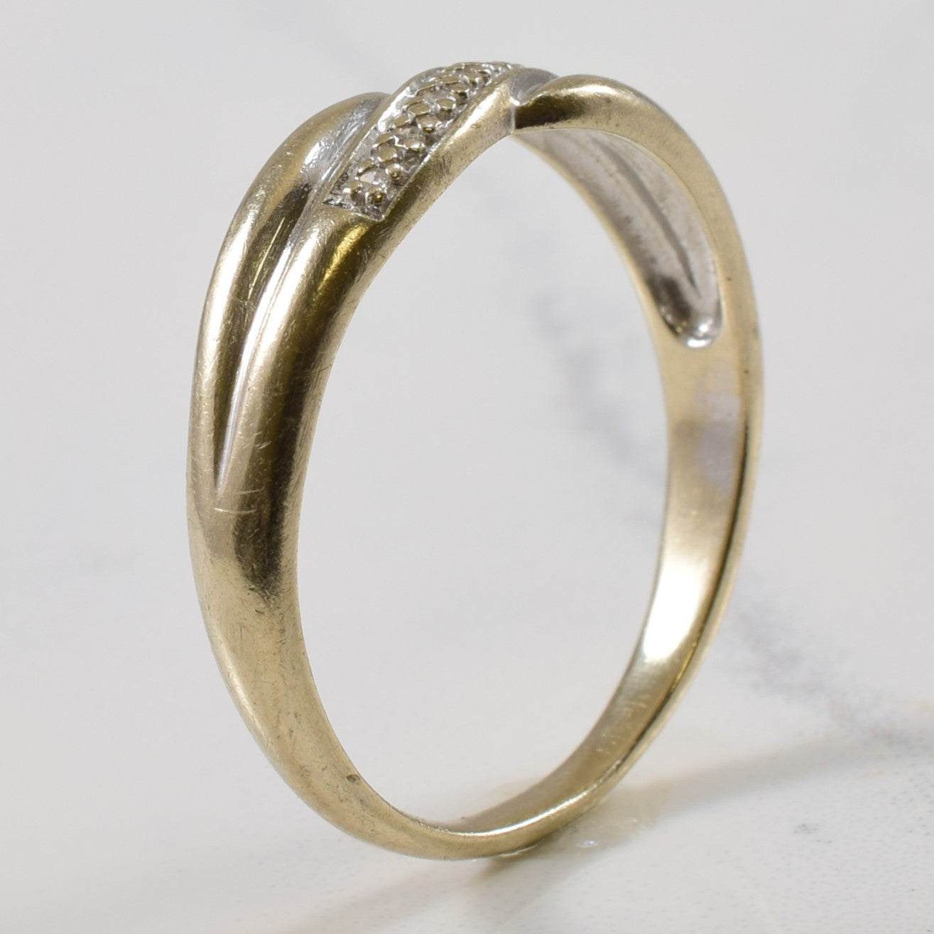 Pave Diamond Crossover Ring | 0.03ctw | SZ 9.25 |