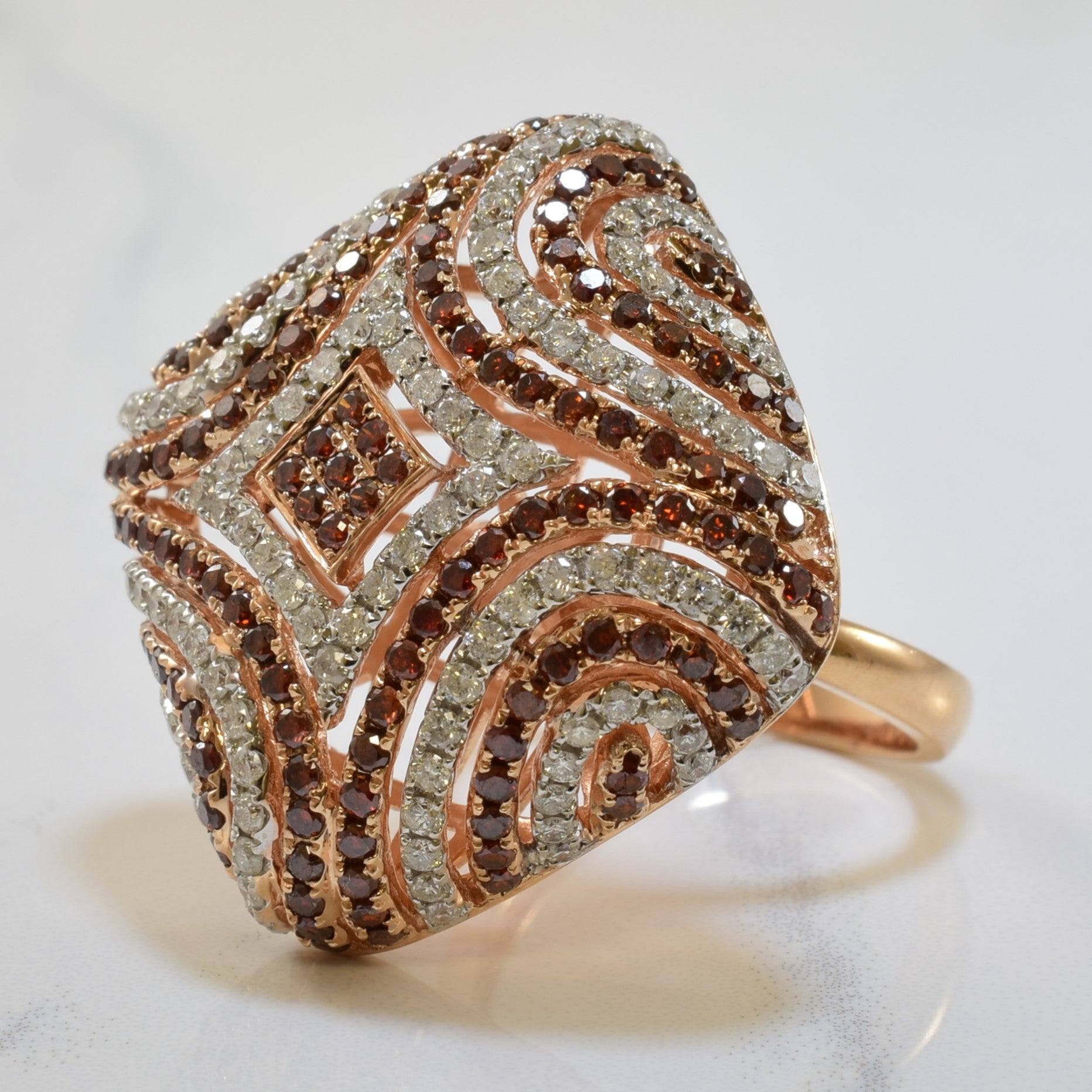 Cognac & White Diamond Cocktail Ring | 2.91ctw | SZ 7 |