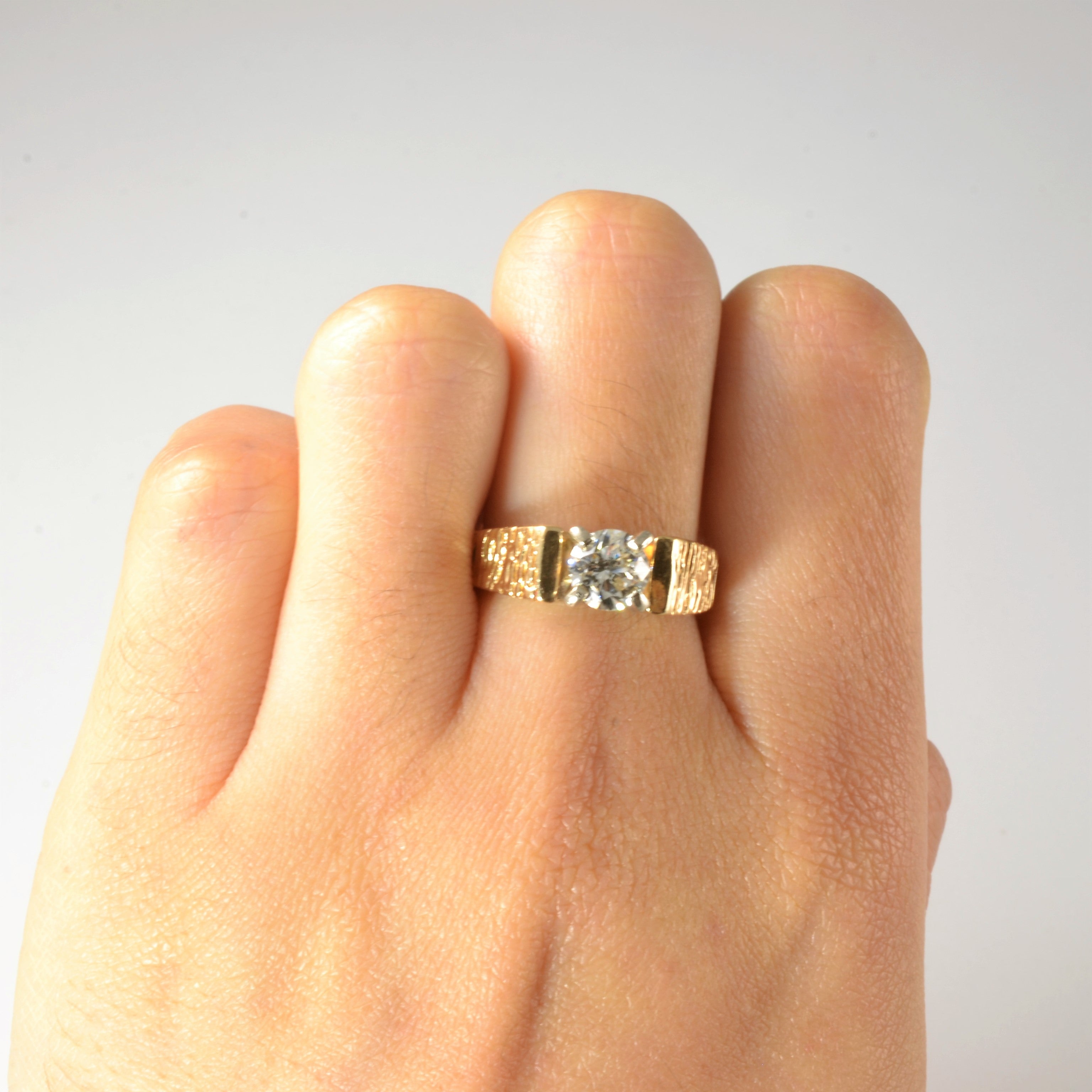 Antique engagement ring with textured band, vintage engagement ring