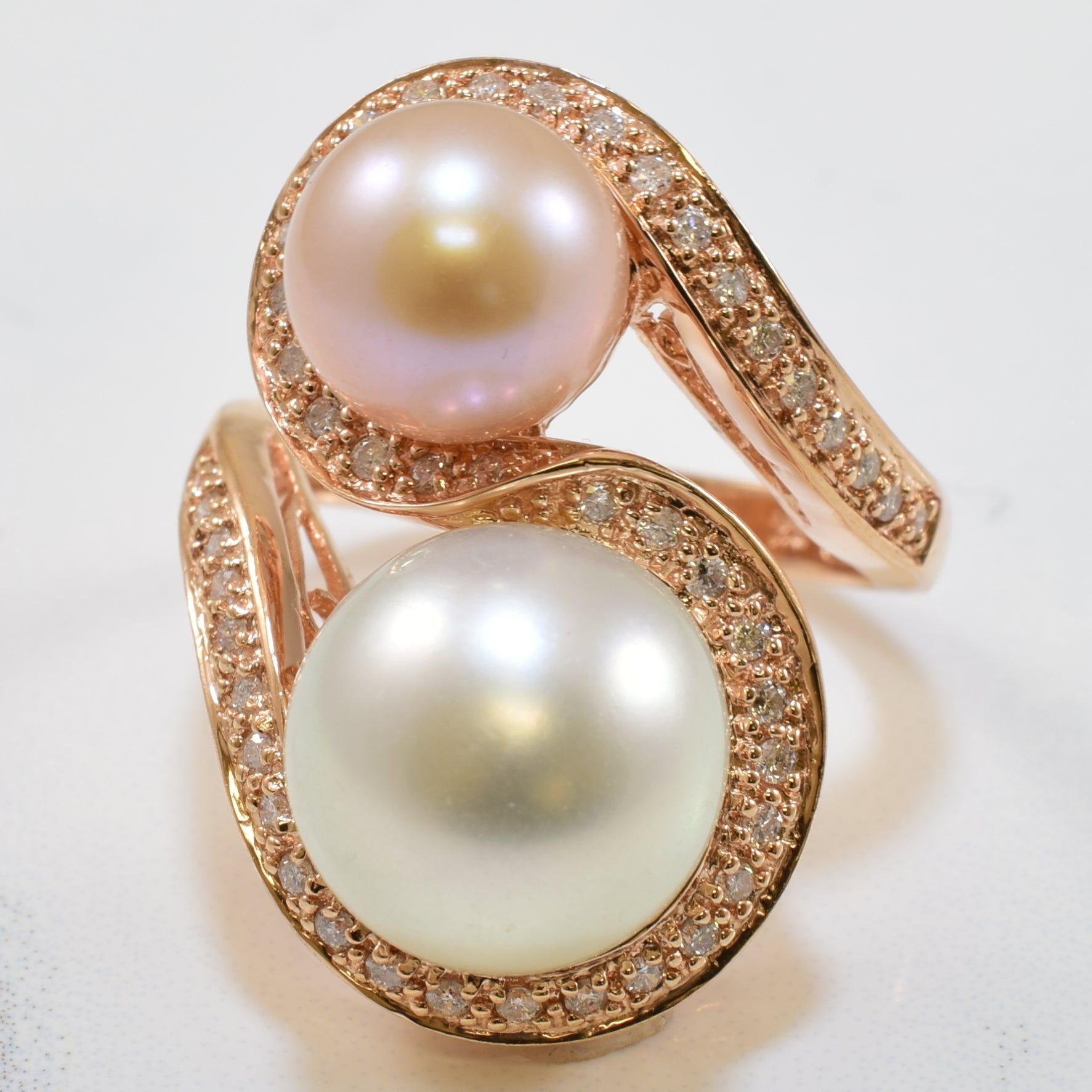 Pearl & Diamond Bypass Ring | 14.00ctw, 0.23ctw | SZ 7.25 |