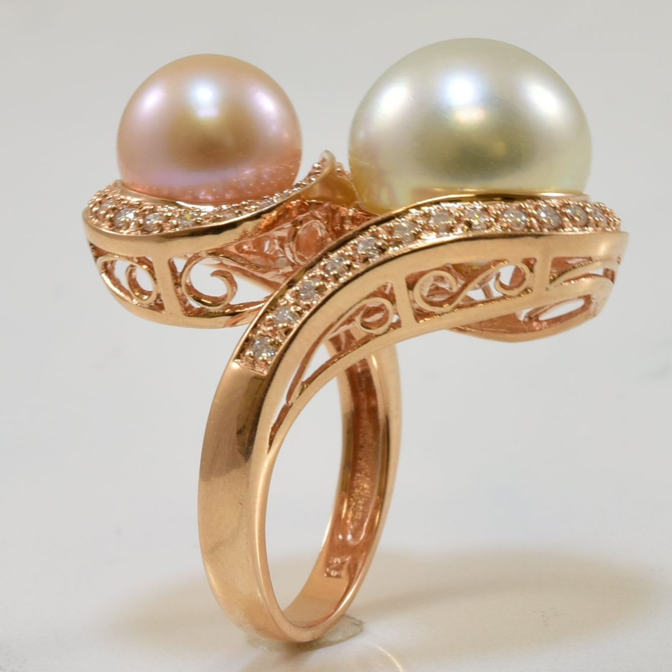 Pearl & Diamond Bypass Ring | 14.00ctw, 0.23ctw | SZ 7.25 |