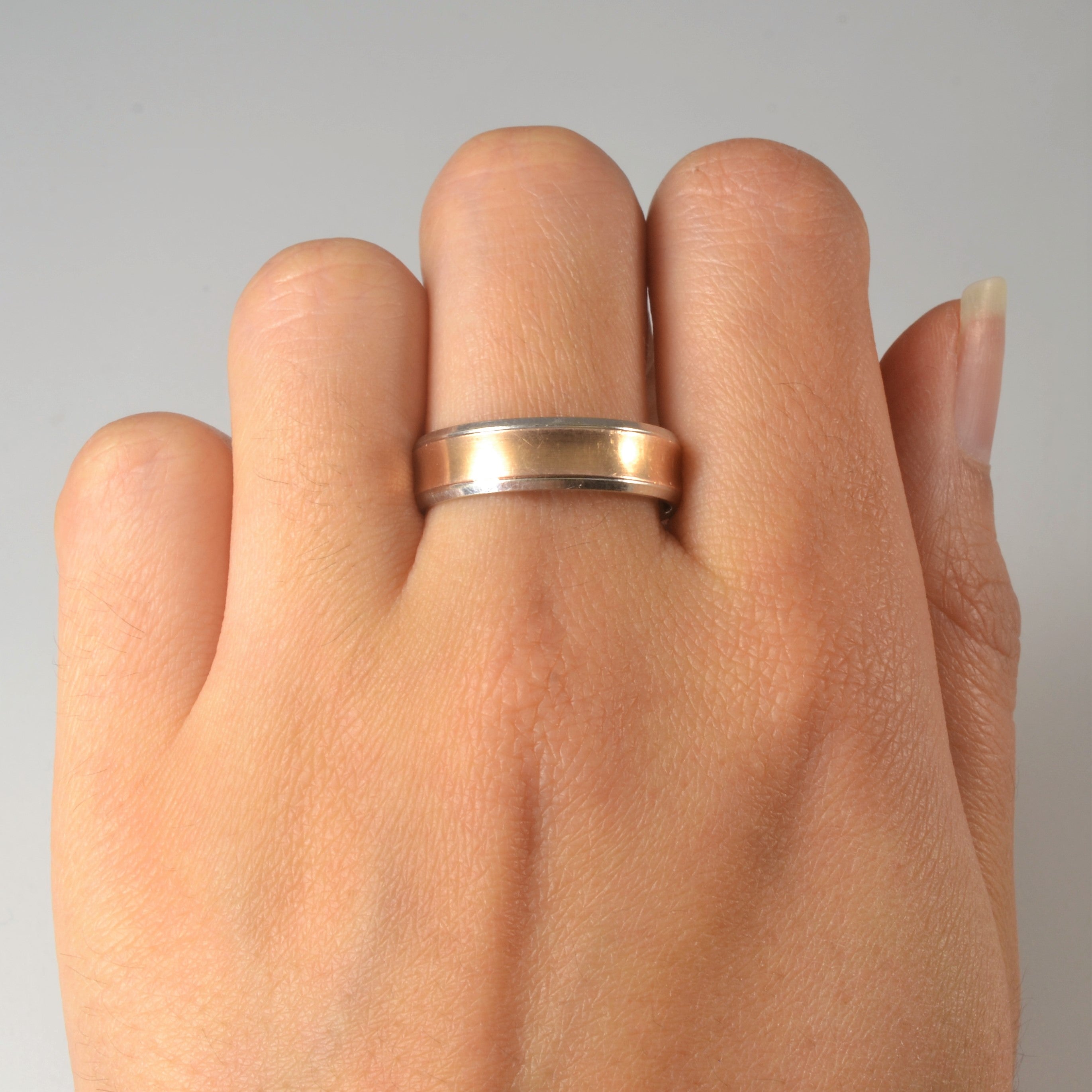 Two Tone Gold Bevelled Band | SZ 9.75 |