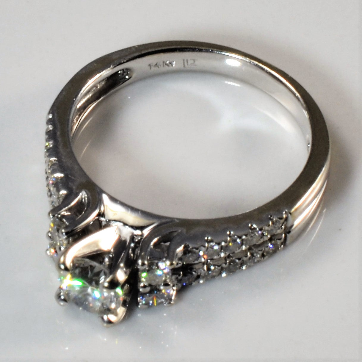 Tapered Diamond Double Row Engagement Ring | 0.85ctw | SZ 7 |
