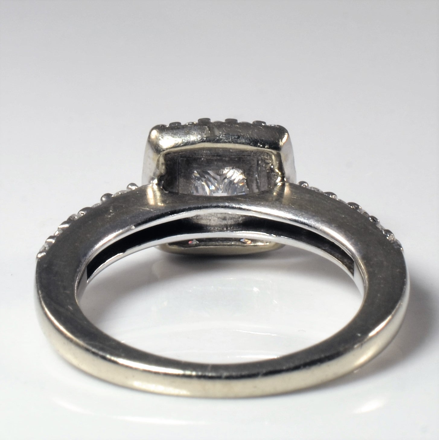 GIA Princess Cut Diamond Halo Engagement Ring | 1.35ctw SI1 D | SZ 5.25 |