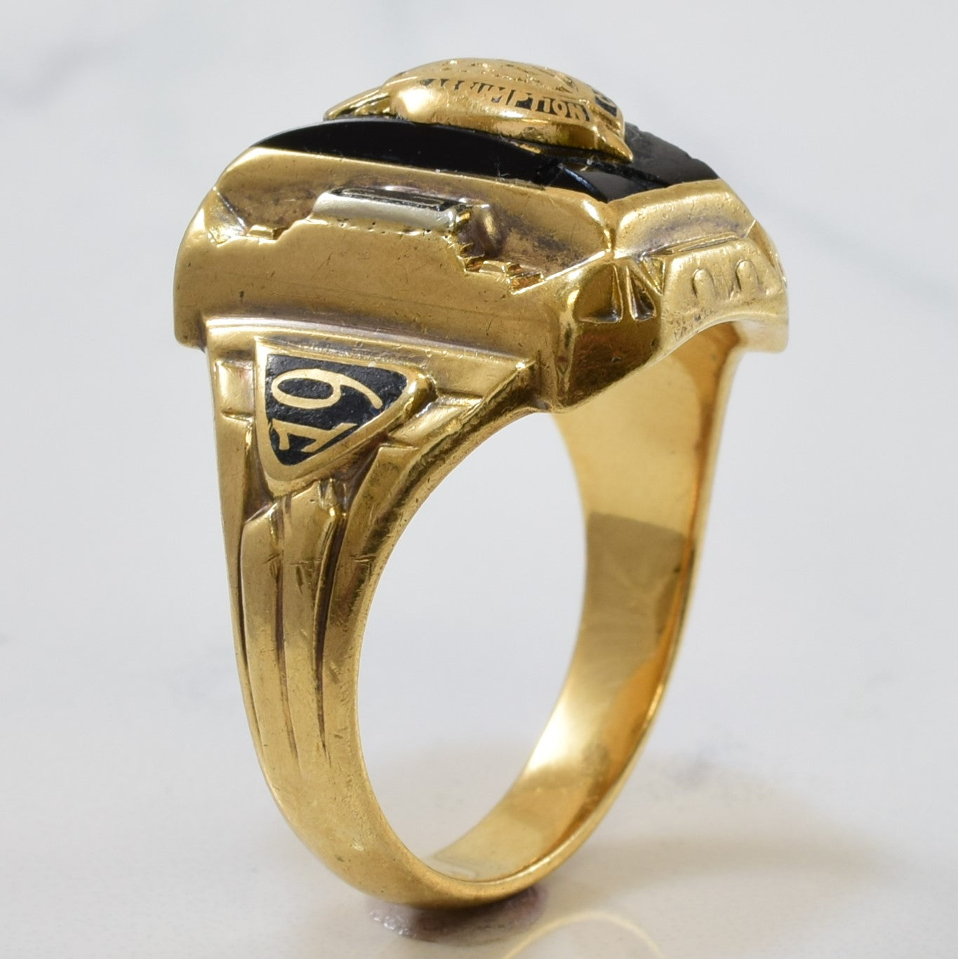 1956 Assumption College Black Onyx Graduation Ring | 1.80ct | SZ 8.25 |