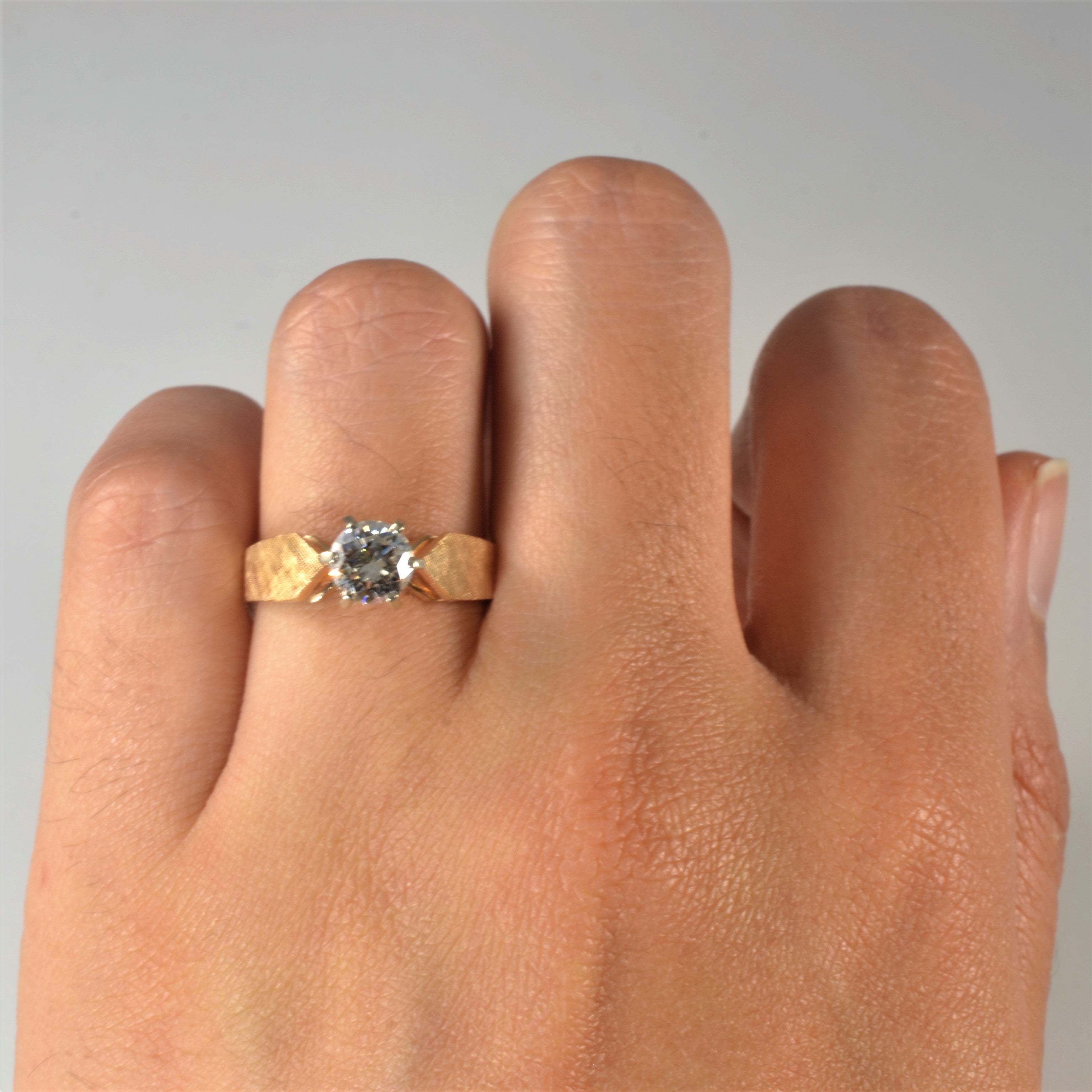 Cross Hatch Solitaire Diamond Ring | 0.67ct | SZ 6 |