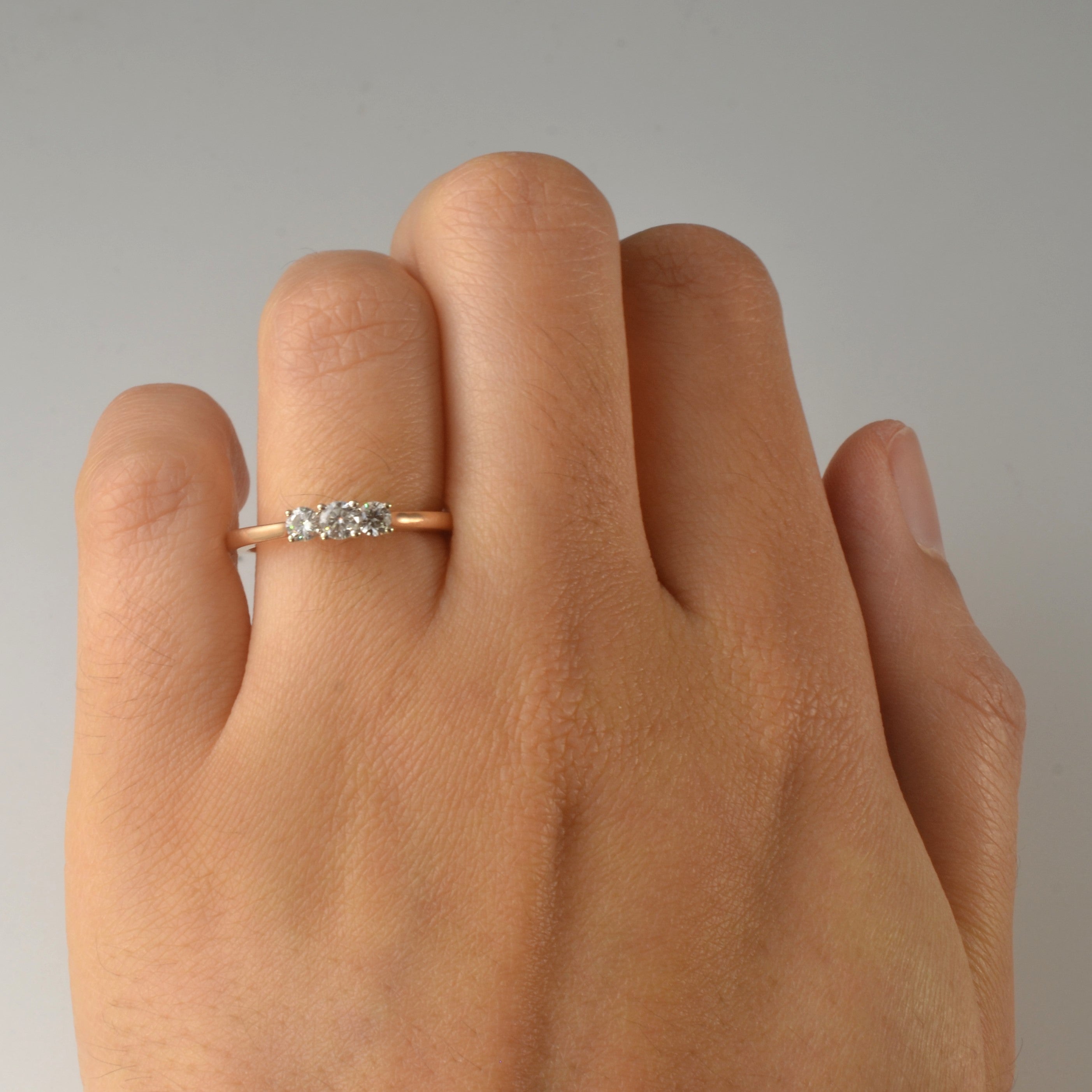 Rose Gold Three Stone Diamond Ring | 0.29ctw | SZ 5.5 |