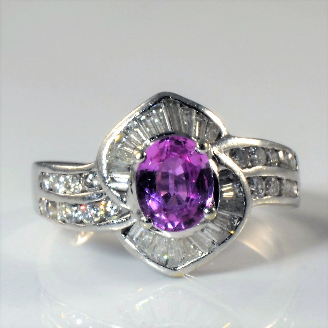 Pink Sapphire & Diamond Bypass Ring | 0.99ct, 0.75ctw | SZ 6.5 |