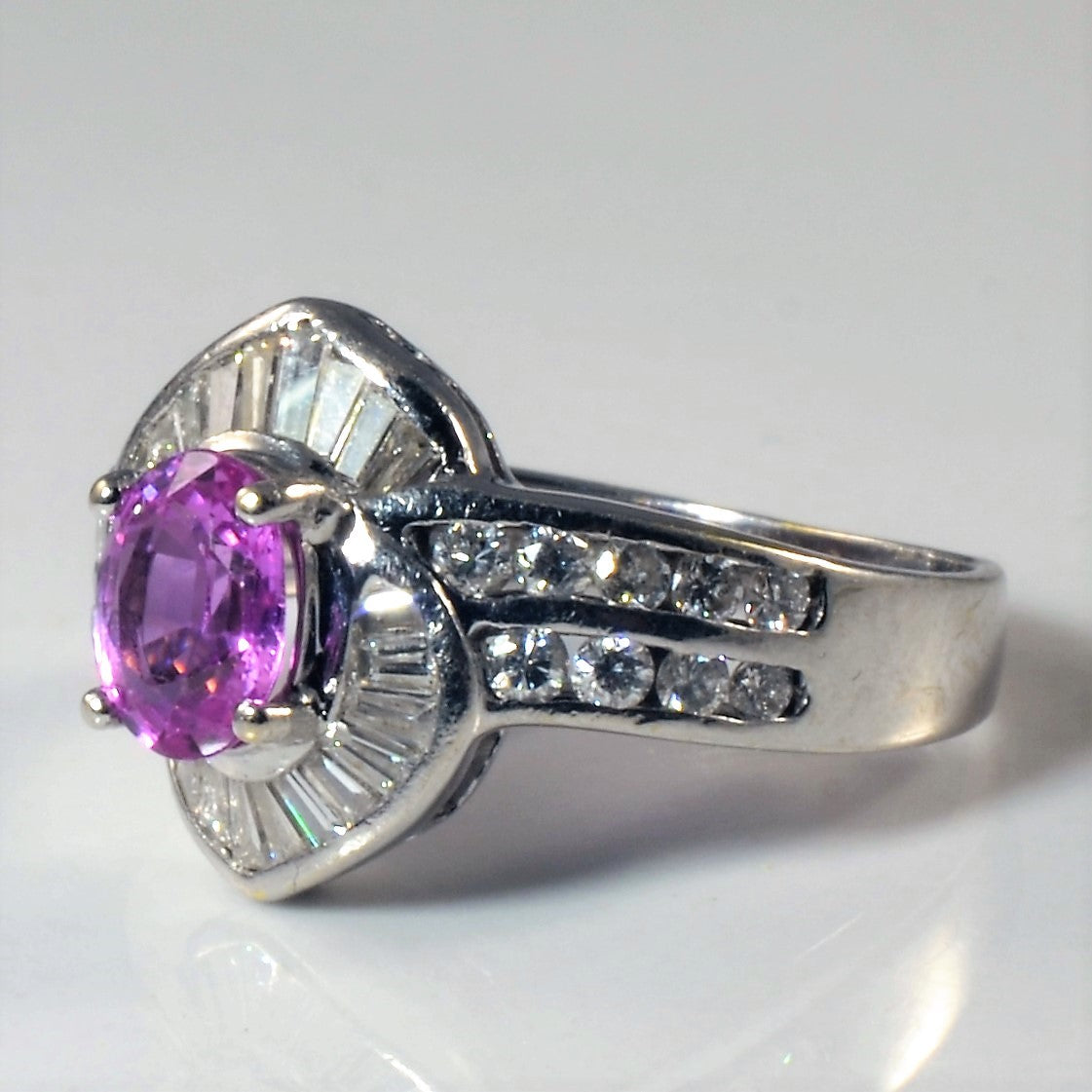Pink Sapphire & Diamond Bypass Ring | 0.99ct, 0.75ctw | SZ 6.5 |