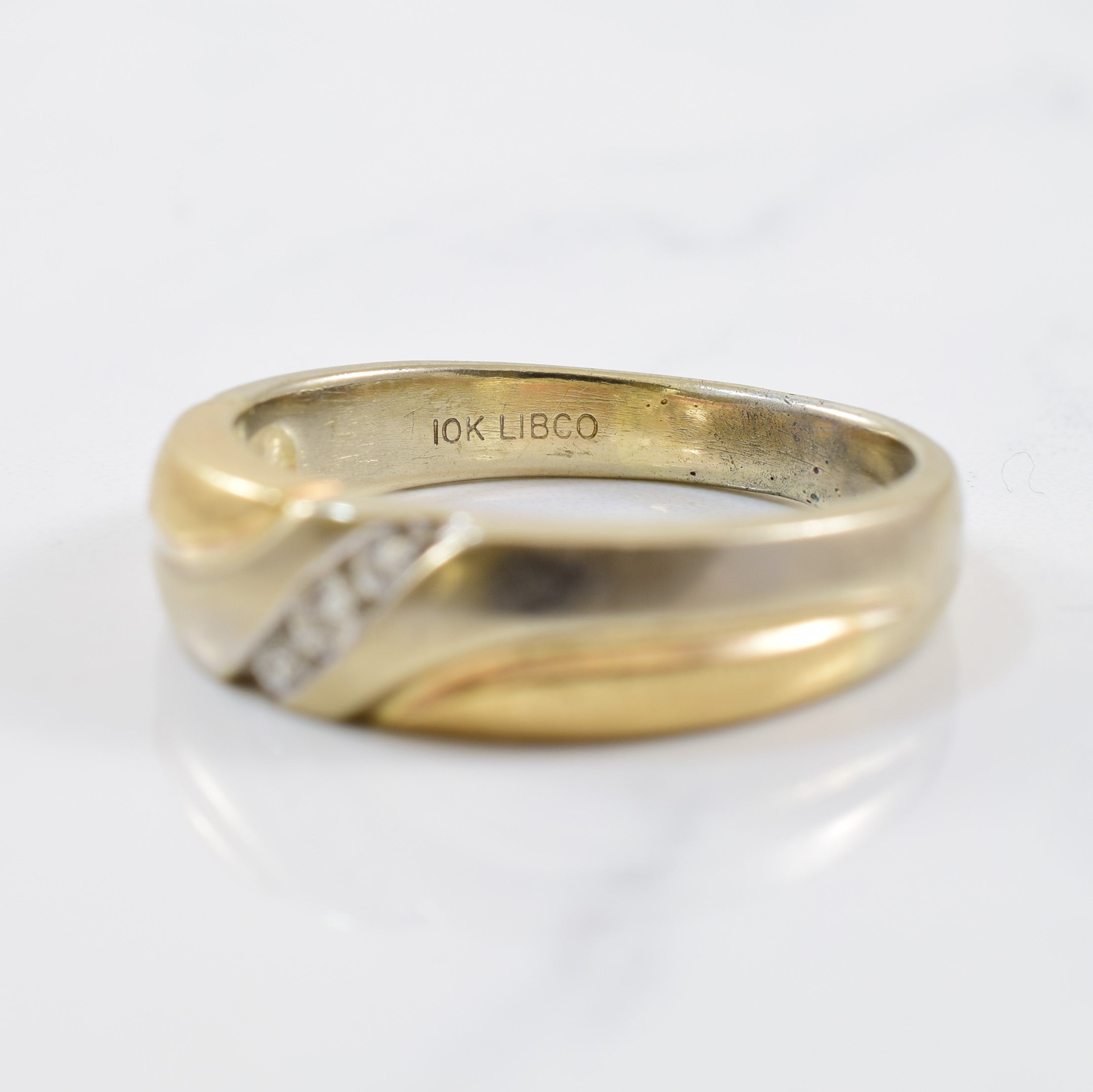 Bague trois diamants sertie en diagonale | 0,10 ct au total | Taille 11,75 |