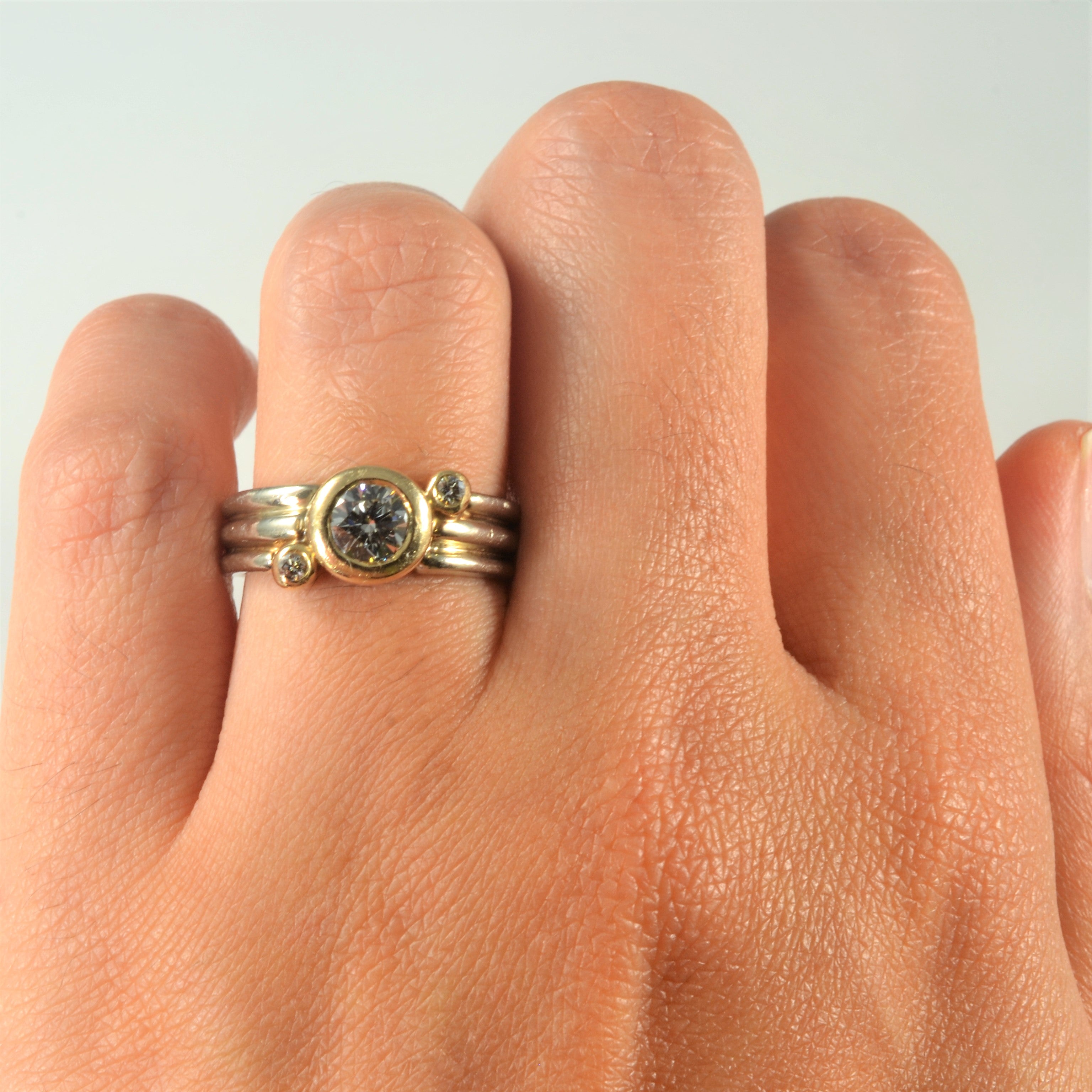 Three Stone Diagonal Diamond Ring | 0.58ctw | SZ 6.5 |