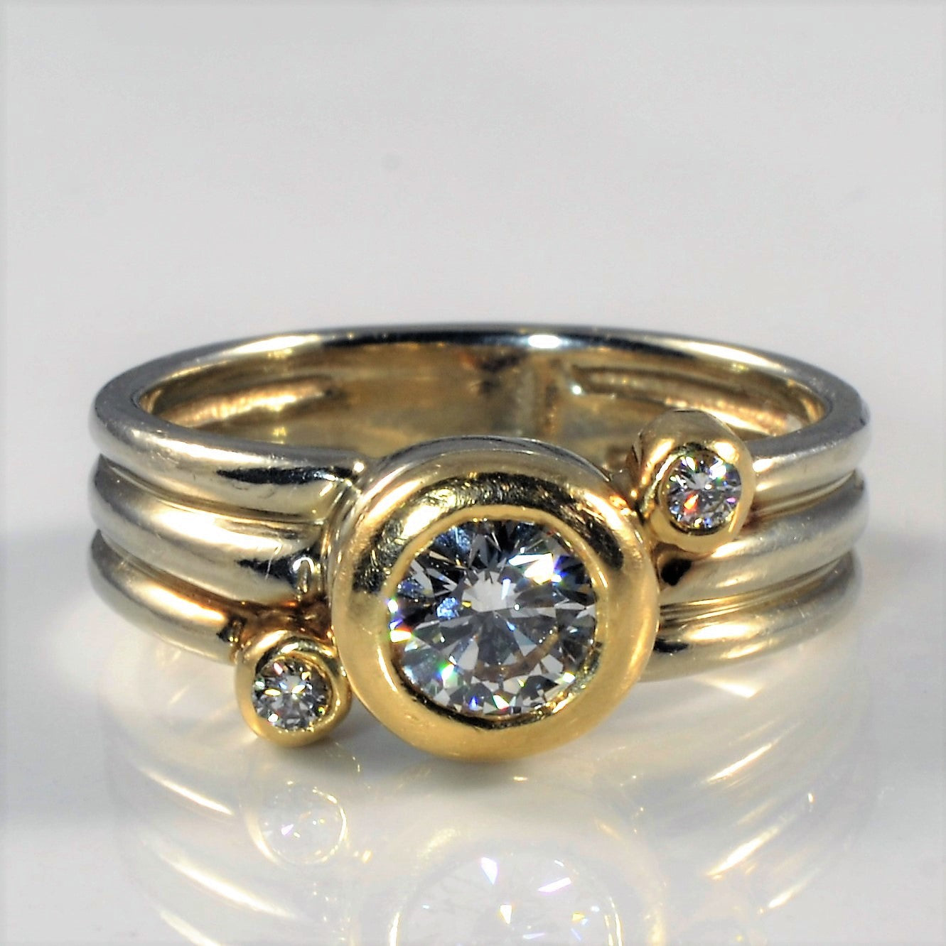 Three Stone Diagonal Diamond Ring | 0.58ctw | SZ 6.5 |