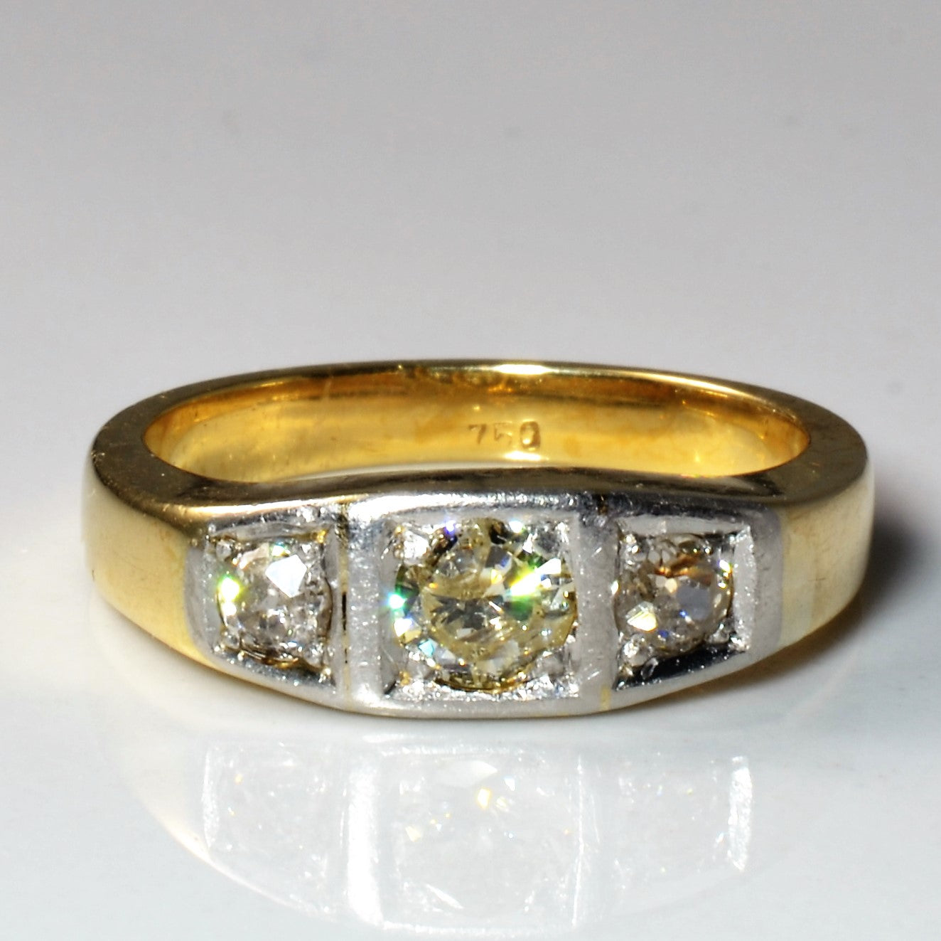 Art Deco Era Three Stone Diamond Ring | 0.60ct | SZ 8 |