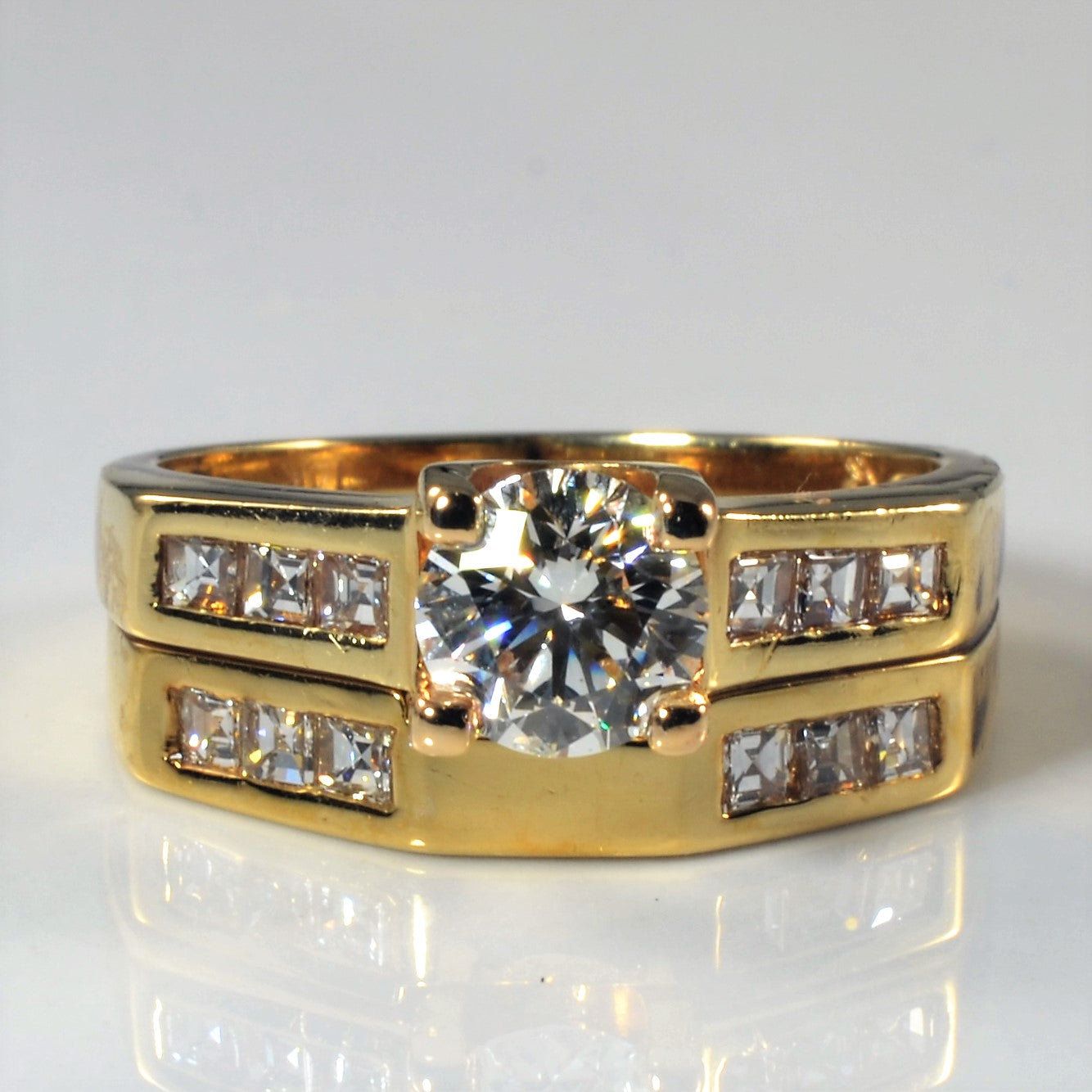 Ensemble de mariage avec diamants sertis en canal Princesse | 1,14 ct | Taille 5,75 |