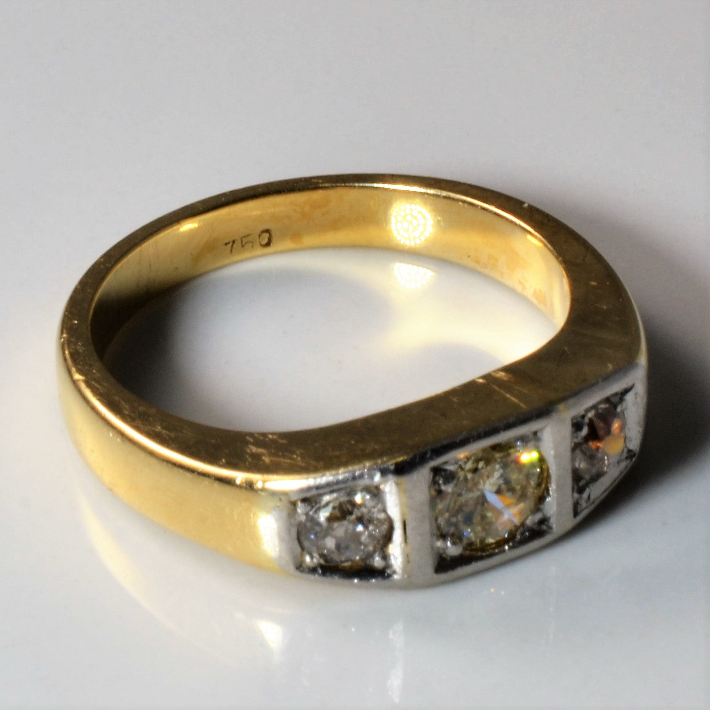 Art Deco Era Three Stone Diamond Ring | 0.60ct | SZ 8 |