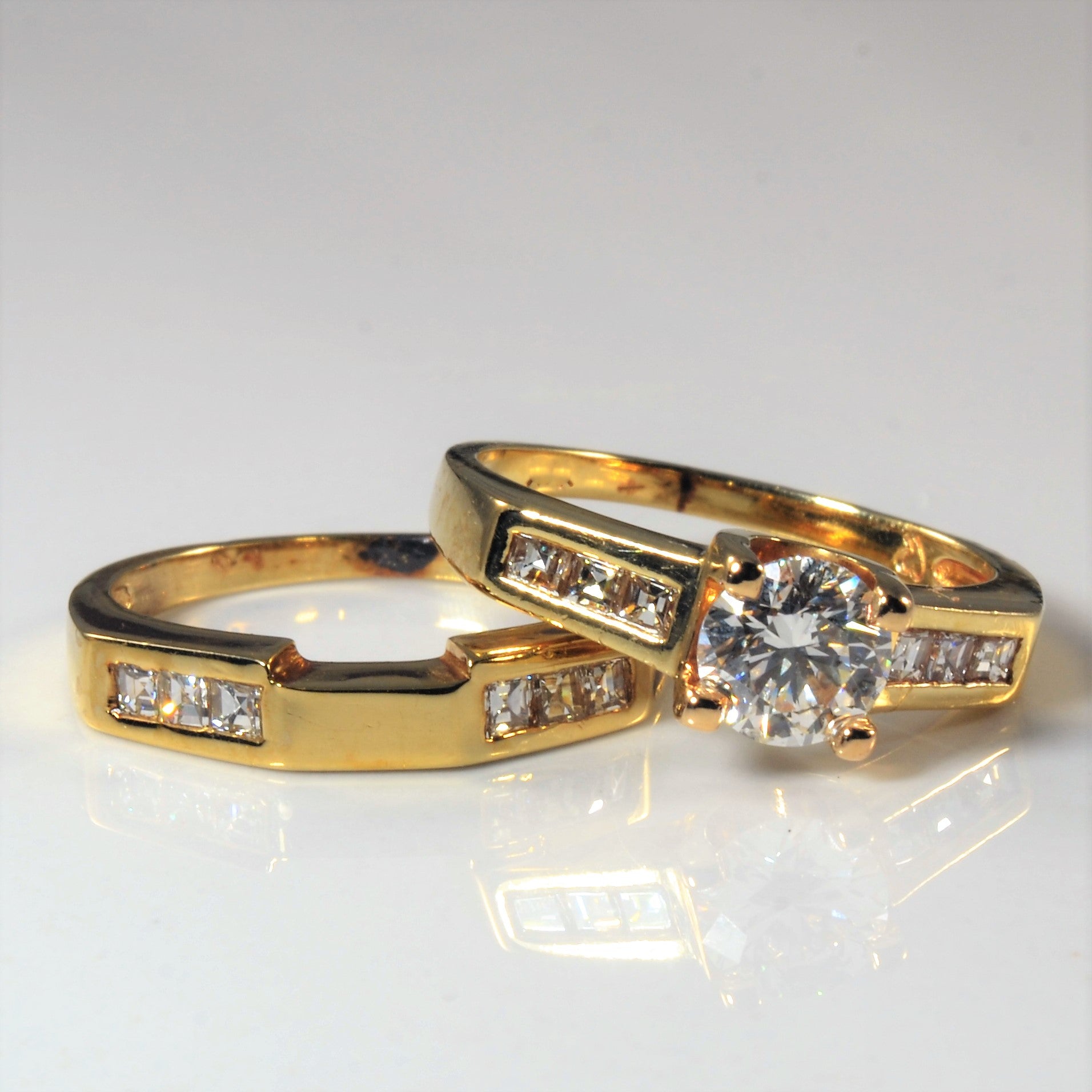 Ensemble de mariage avec diamants sertis en canal Princesse | 1,14 ct | Taille 5,75 |