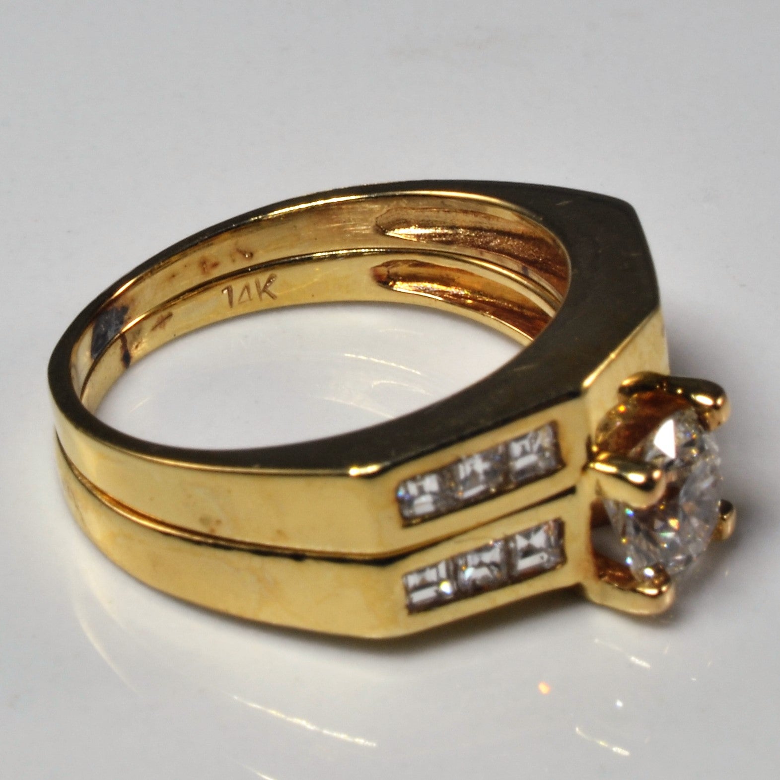Ensemble de mariage avec diamants sertis en canal Princesse | 1,14 ct | Taille 5,75 |