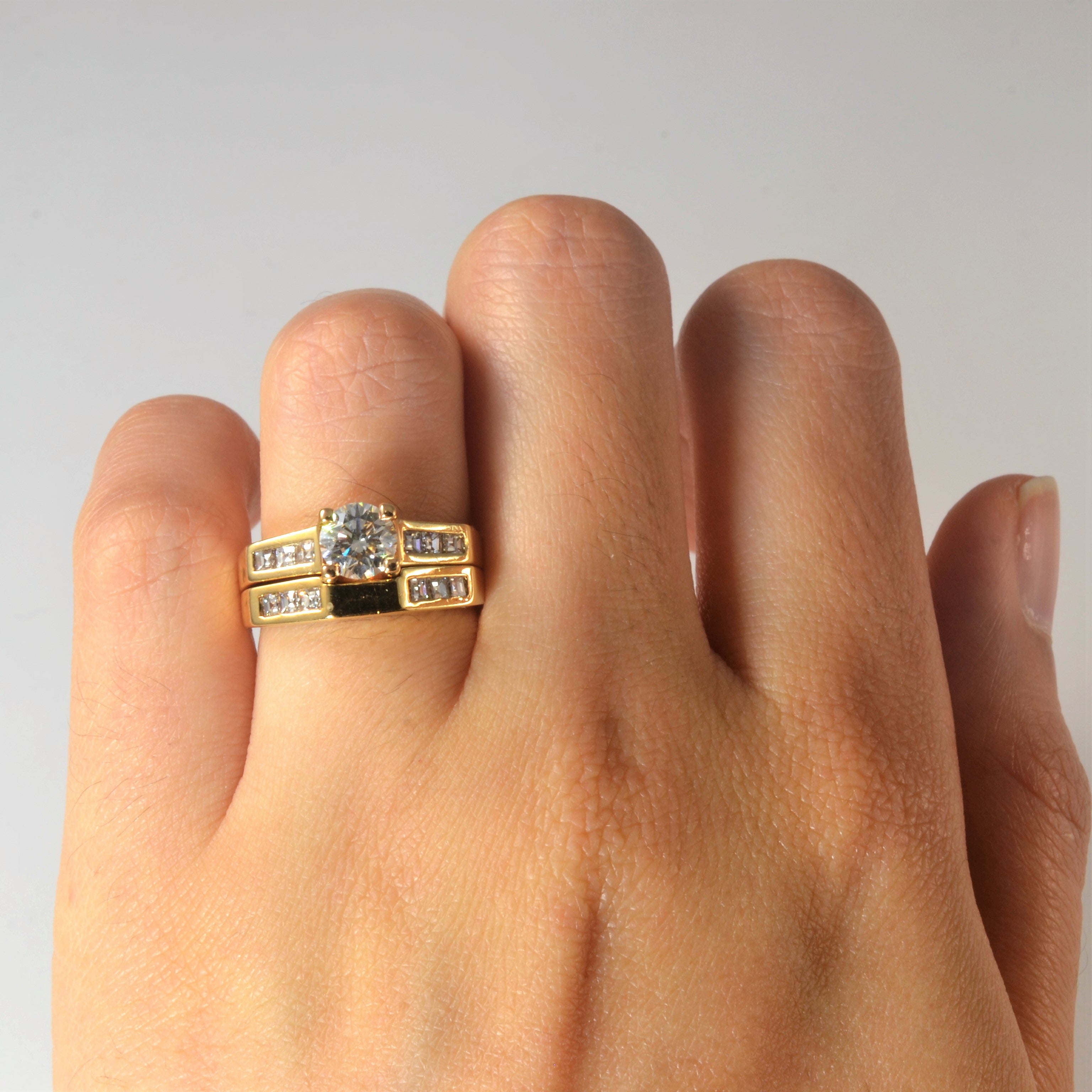 Ensemble de mariage avec diamants sertis en canal Princesse | 1,14 ct | Taille 5,75 |