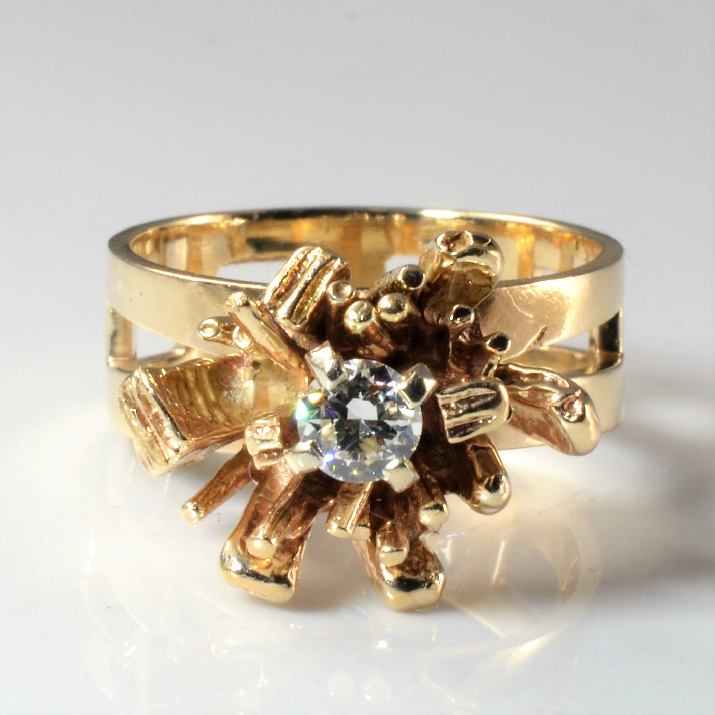Custom Old European Cut Diamond Abstract Ring | 0.20ct | SZ 5.5 |