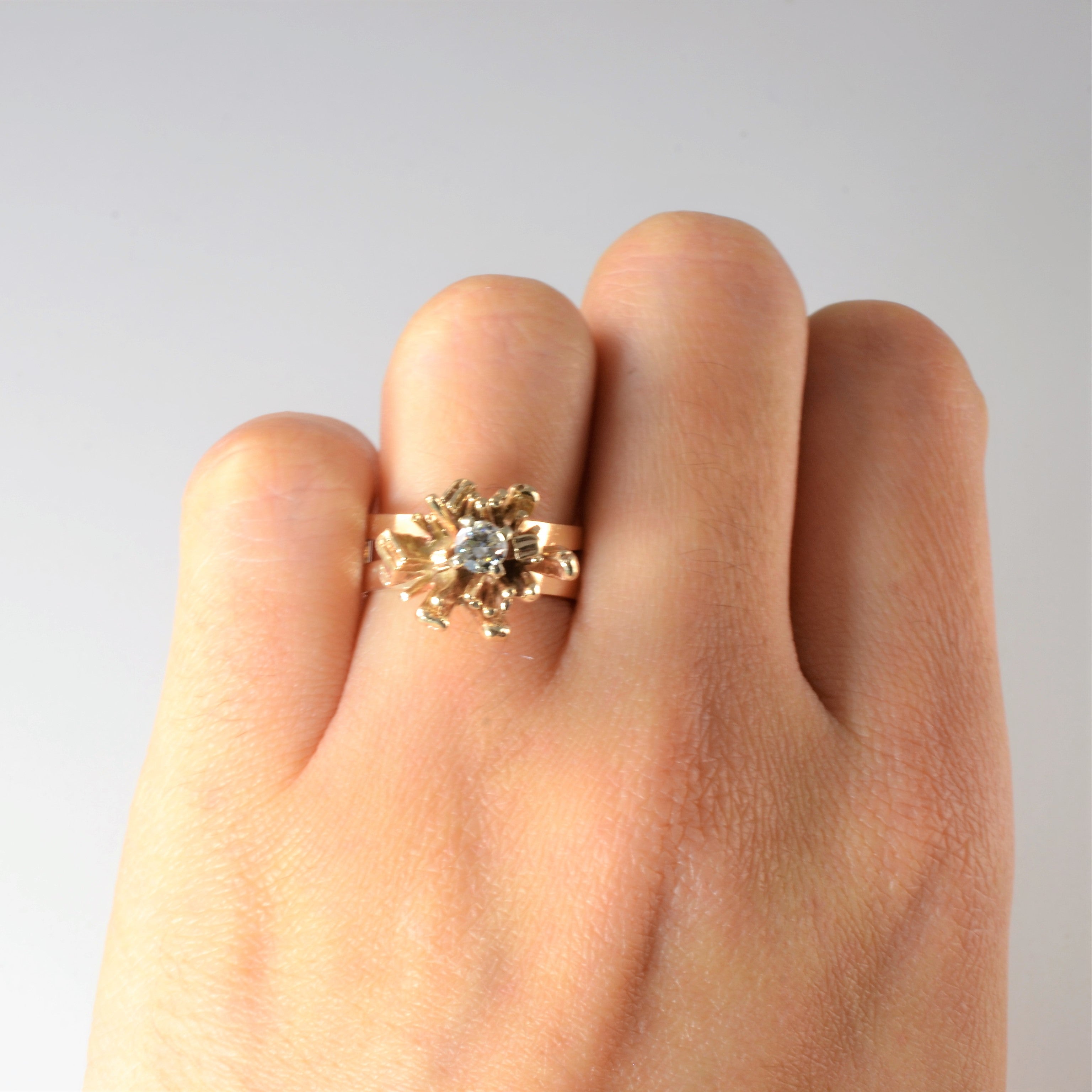 Custom Old European Cut Diamond Abstract Ring | 0.20ct | SZ 5.5 |