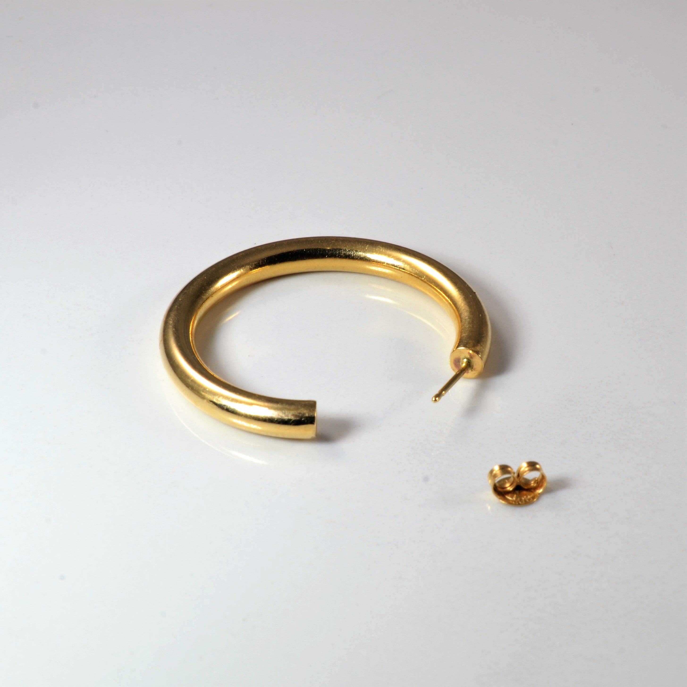 Yellow Gold Semi Hoop Earrings |