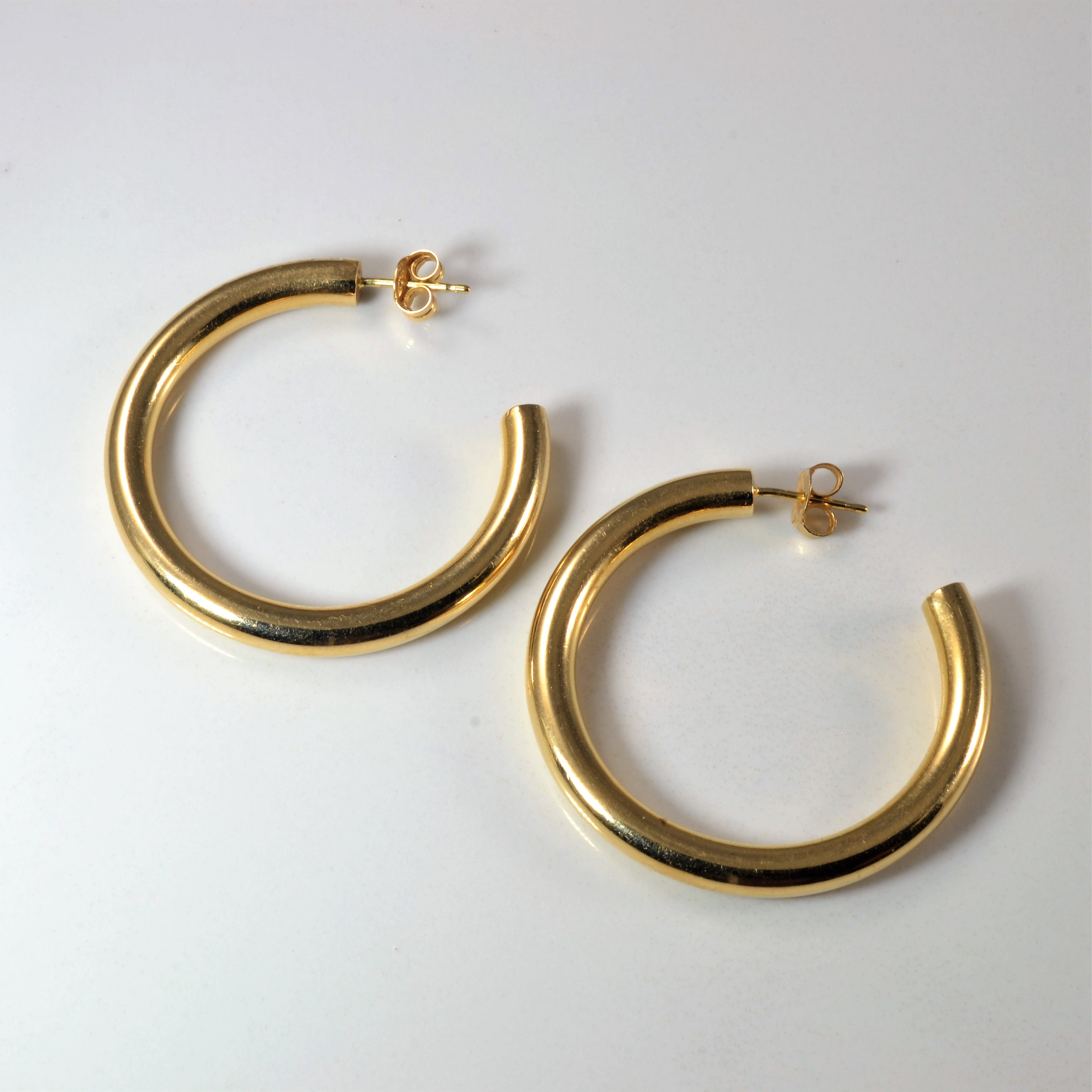 Yellow Gold Semi Hoop Earrings |