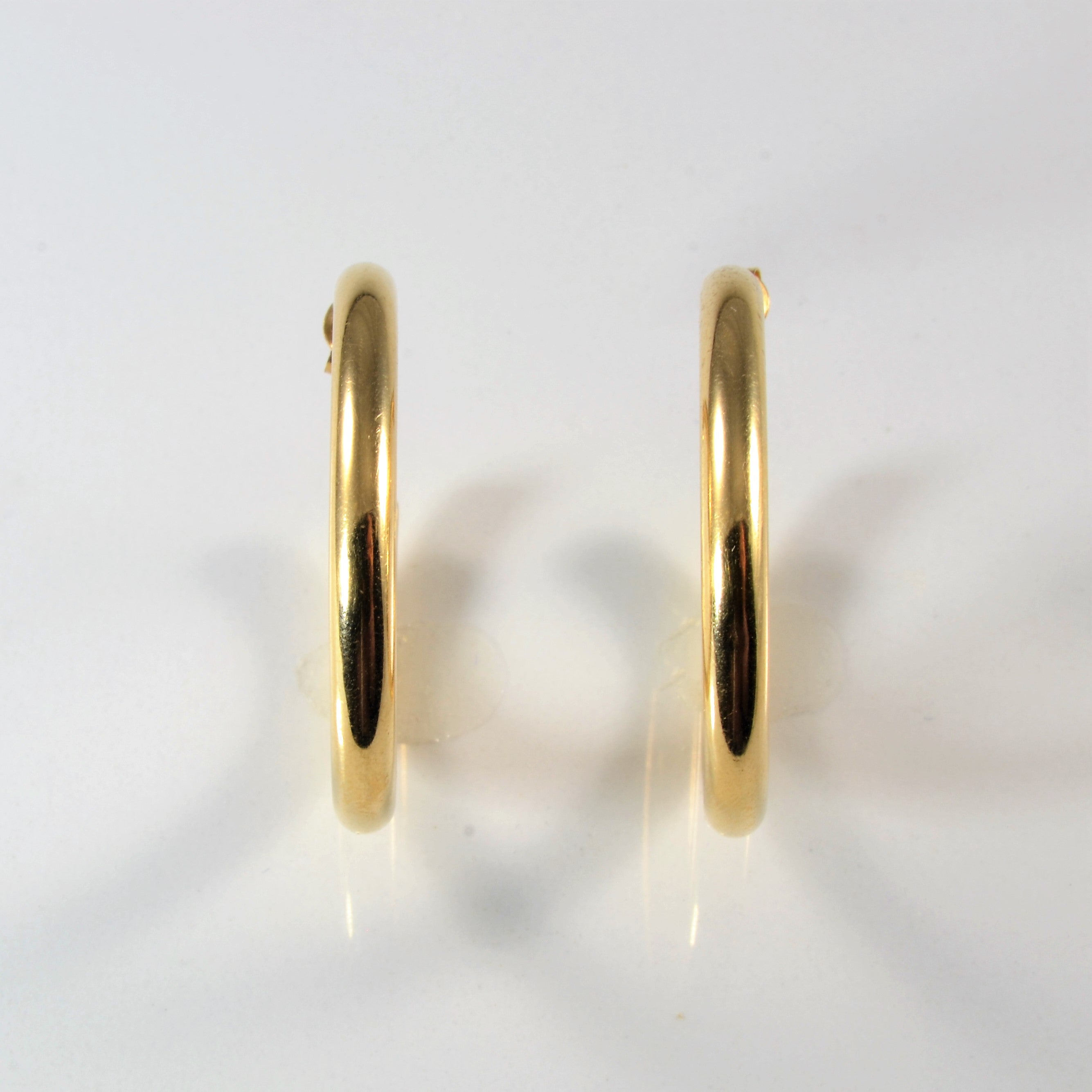 Yellow Gold Semi Hoop Earrings |
