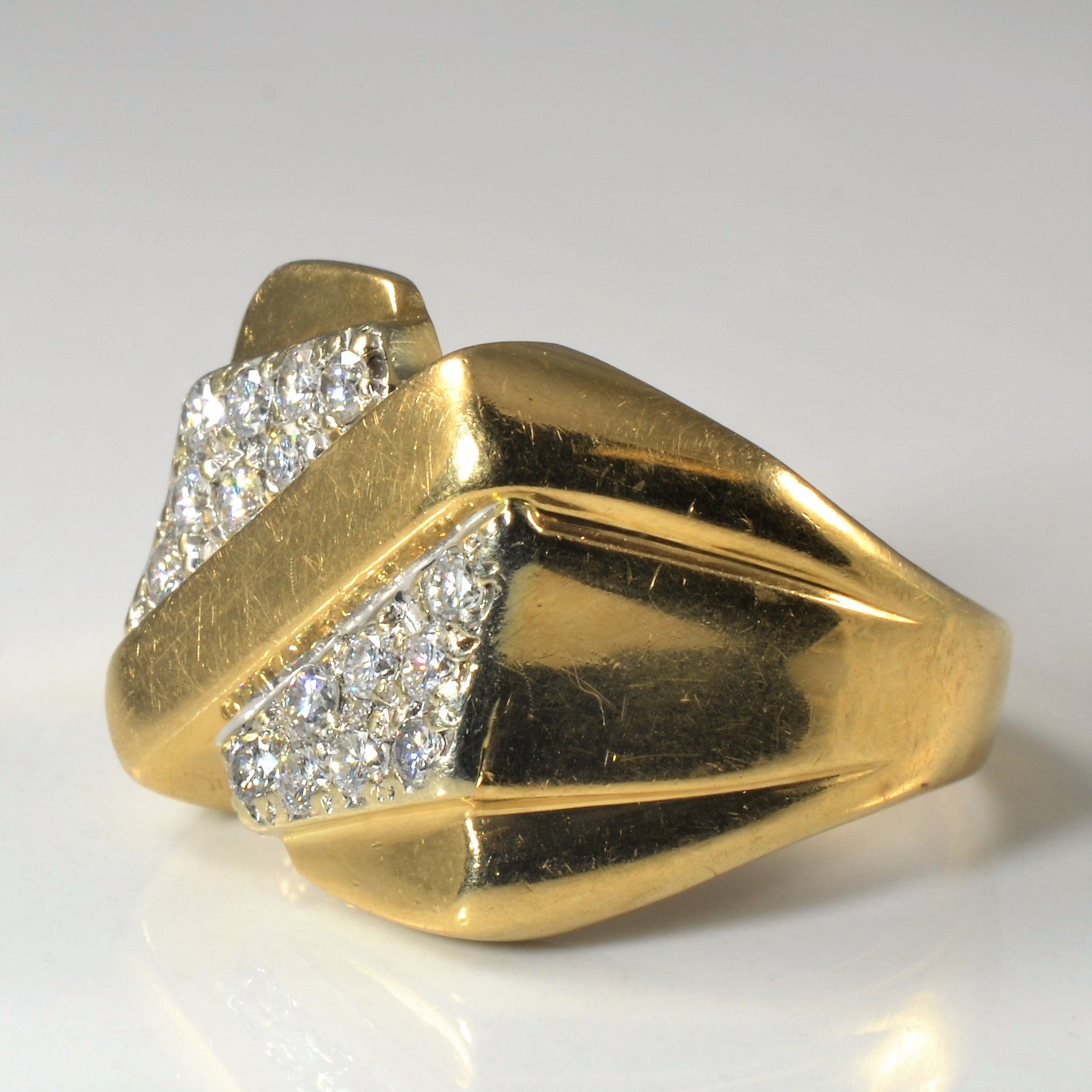 Diamond Cluster Wide Bypass Ring | 0.52ctw | SZ 10.25 |