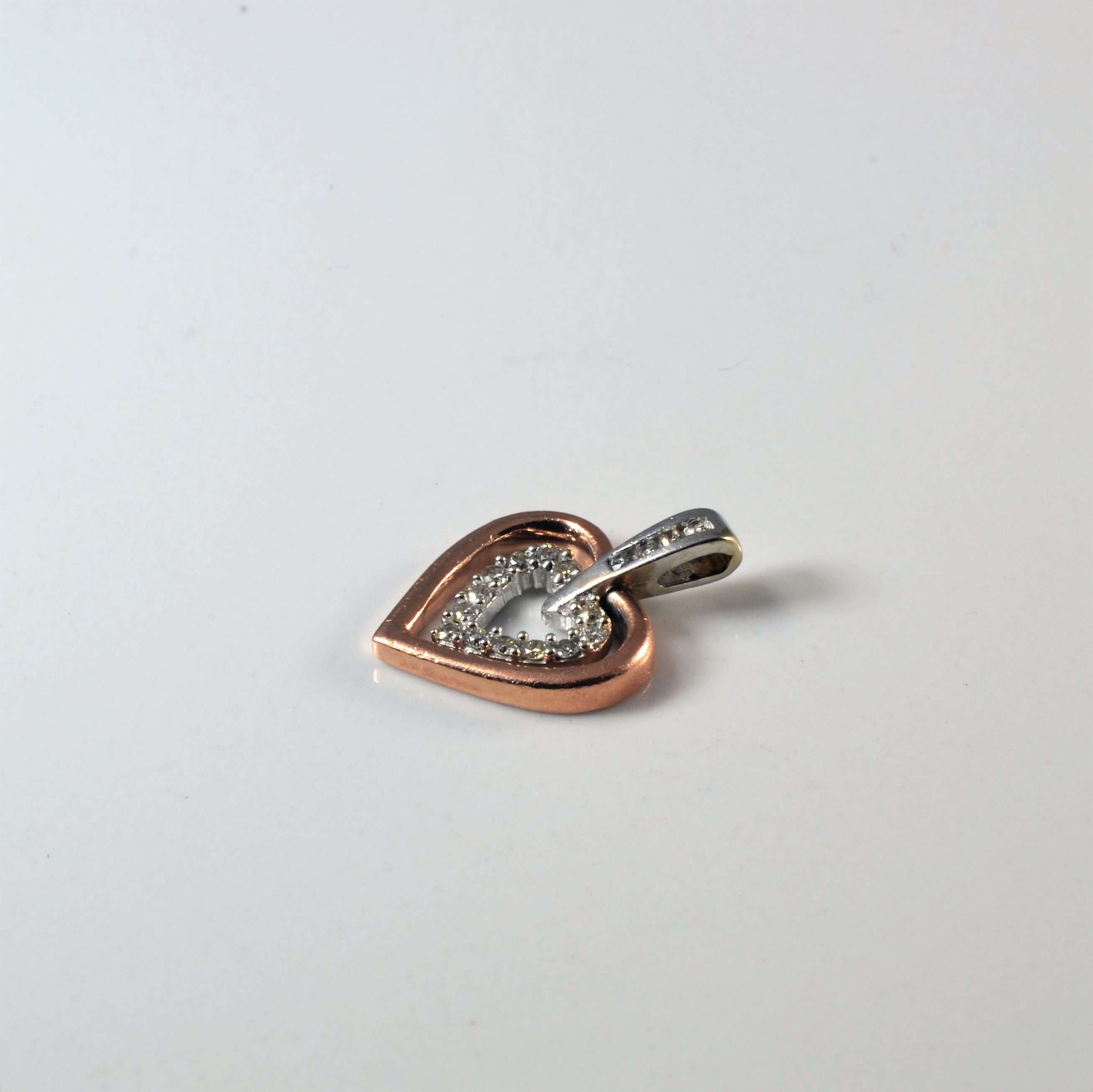 Two Tone Diamond Heart Pendant | 0.13ctw |