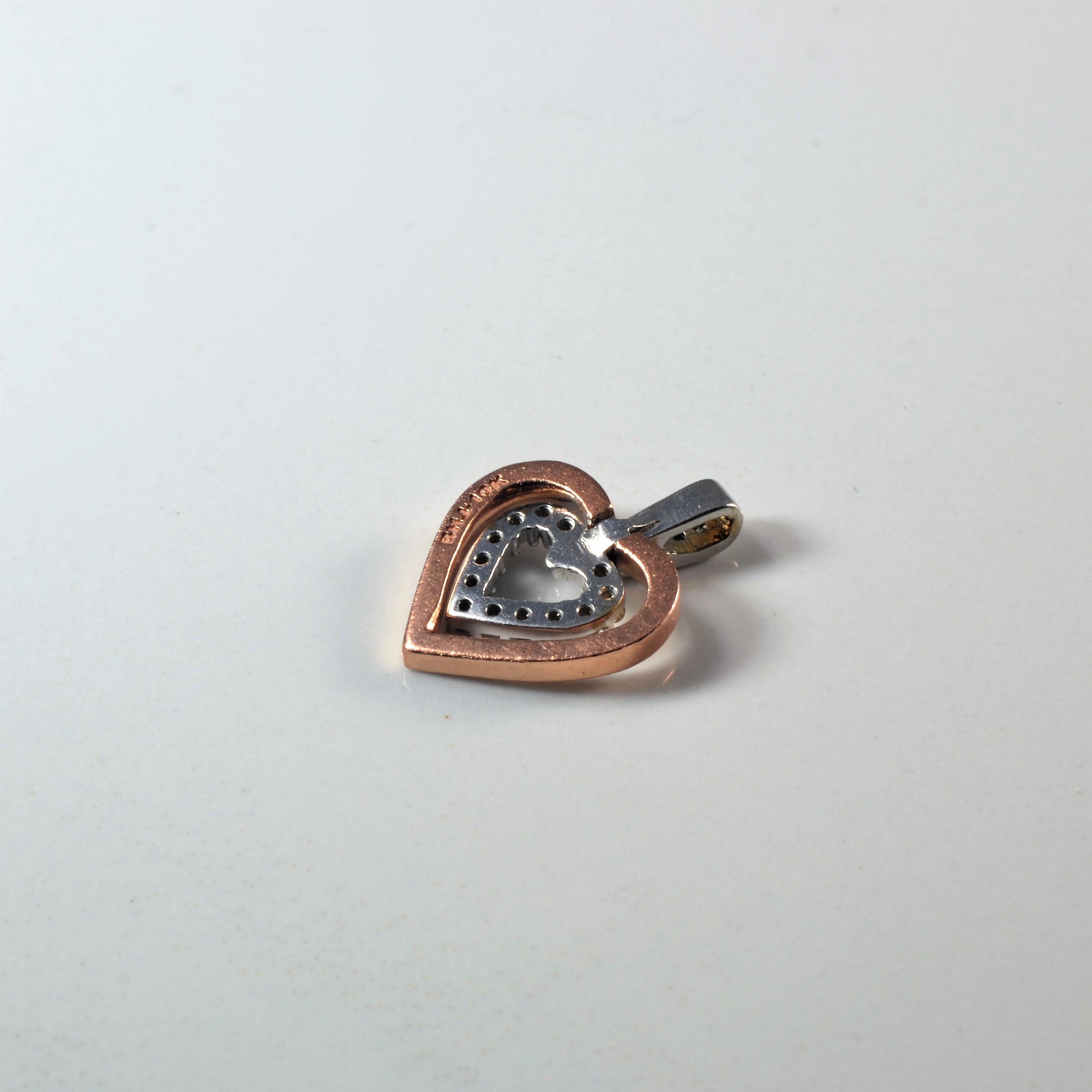 Two Tone Diamond Heart Pendant | 0.13ctw |