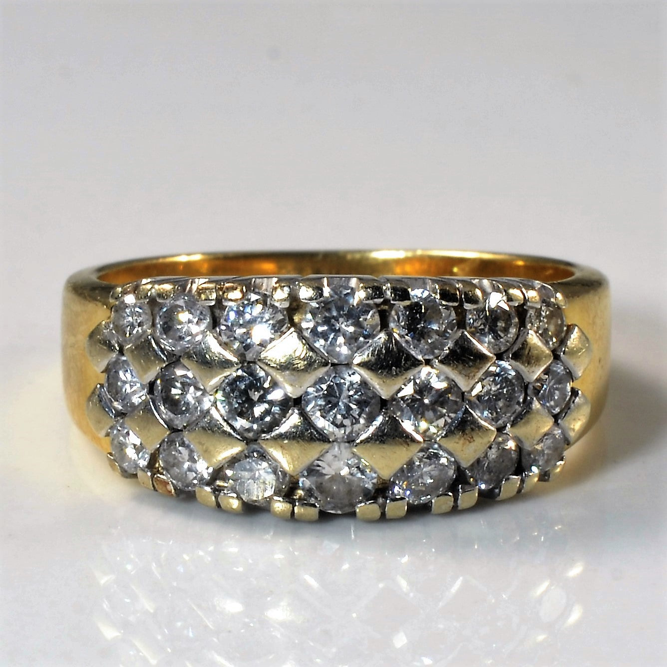Three Row Diamond Ring | 0.94ctw | SZ 6.75 |