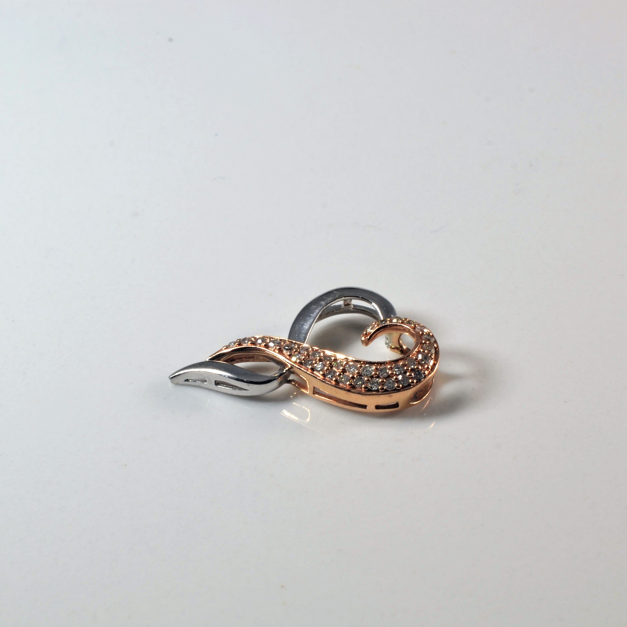 Two Tone Diamond Pave Heart Pendant | 0.15ctw |