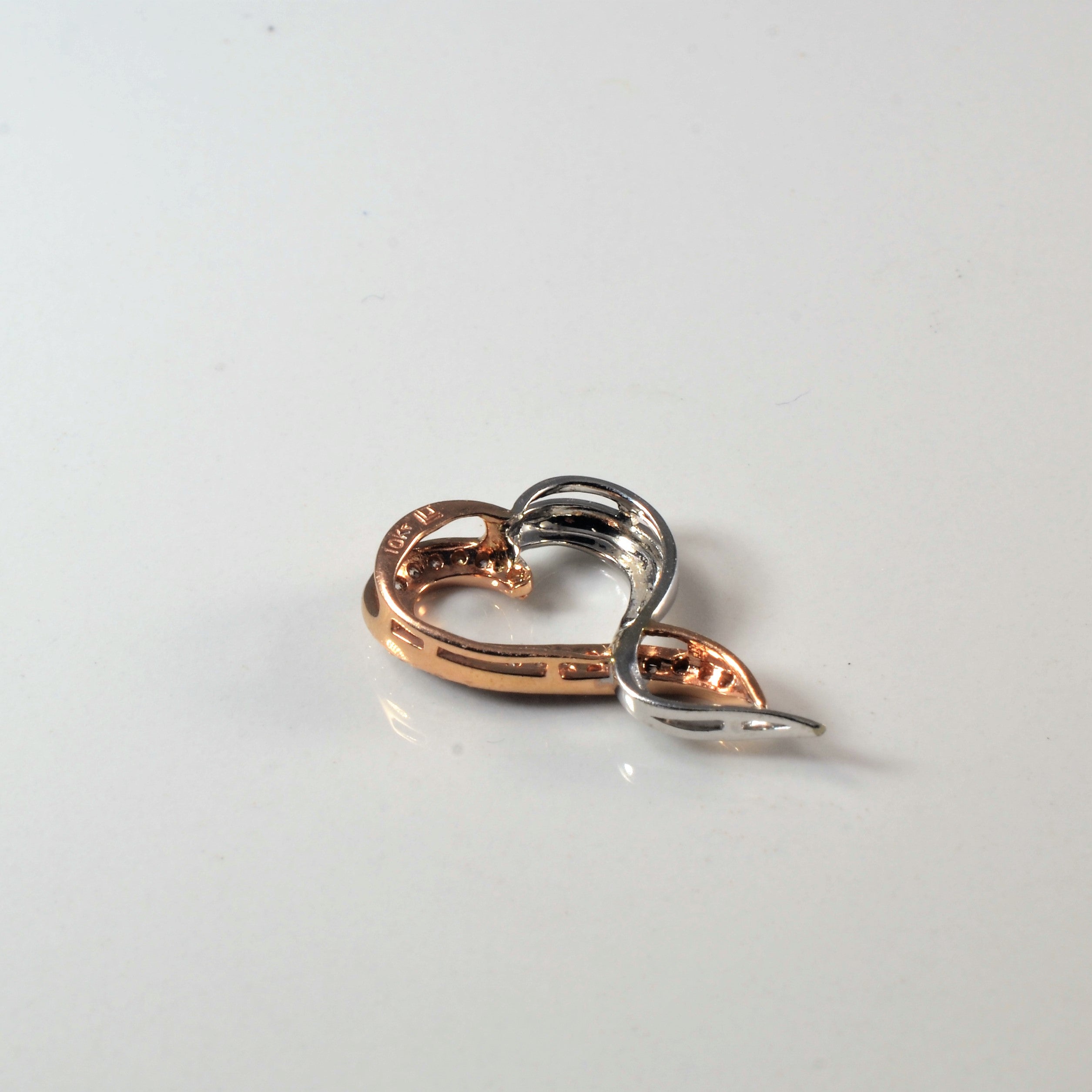 Two Tone Diamond Pave Heart Pendant | 0.15ctw |