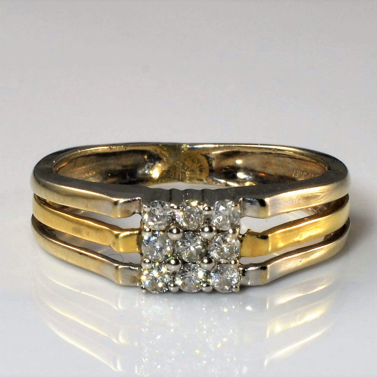 Two Tone Triple Row Diamond Grid Ring | 0.33ctw | SZ 6.25 |
