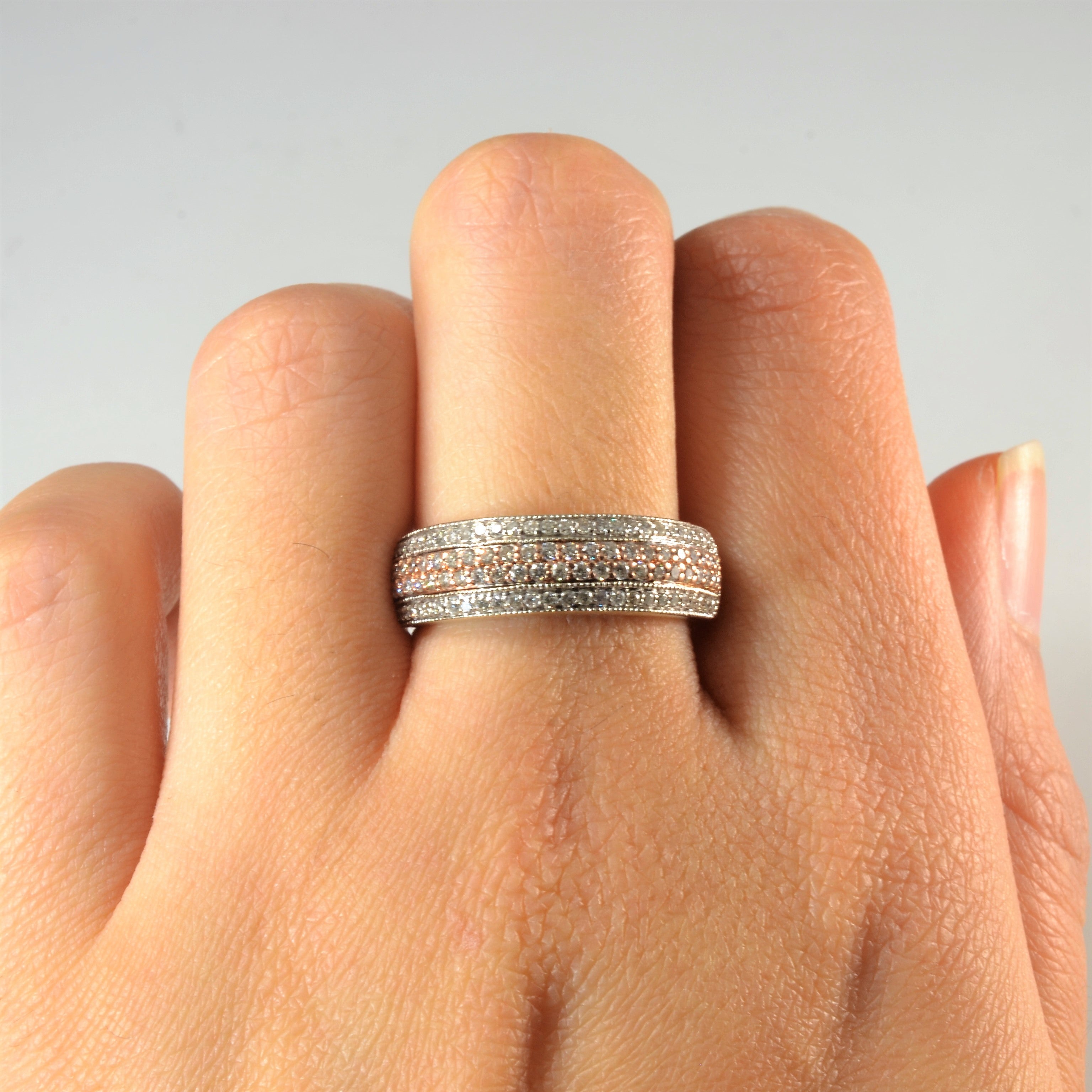 Two Tone Pave Diamond Milgrain Ring | 0.50ctw | SZ 8 |
