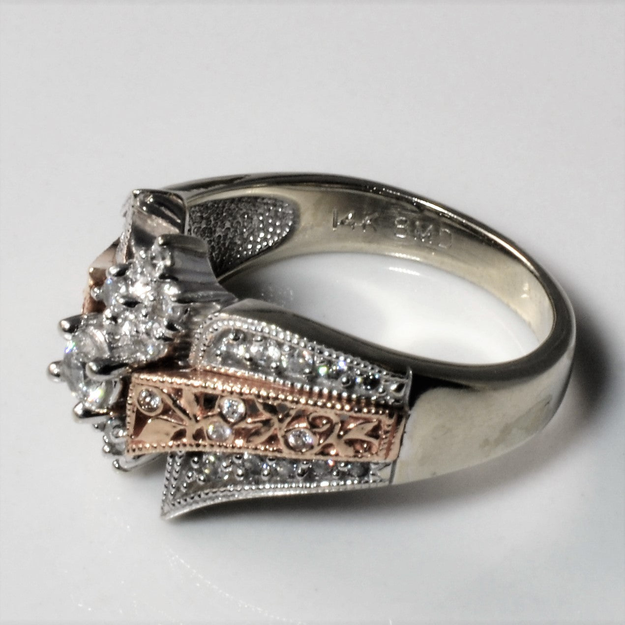 Filigree Two Tone Diamond Ring | 0.56ctw | SZ 7 |