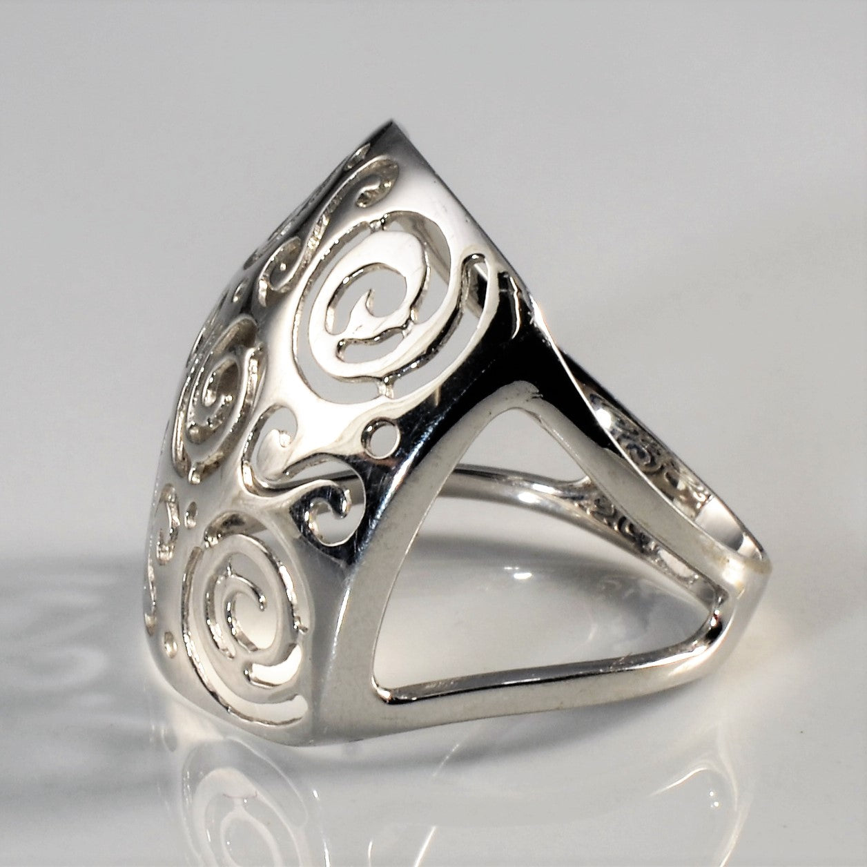 Open Work Wide White Gold Ring | SZ 7.5 |
