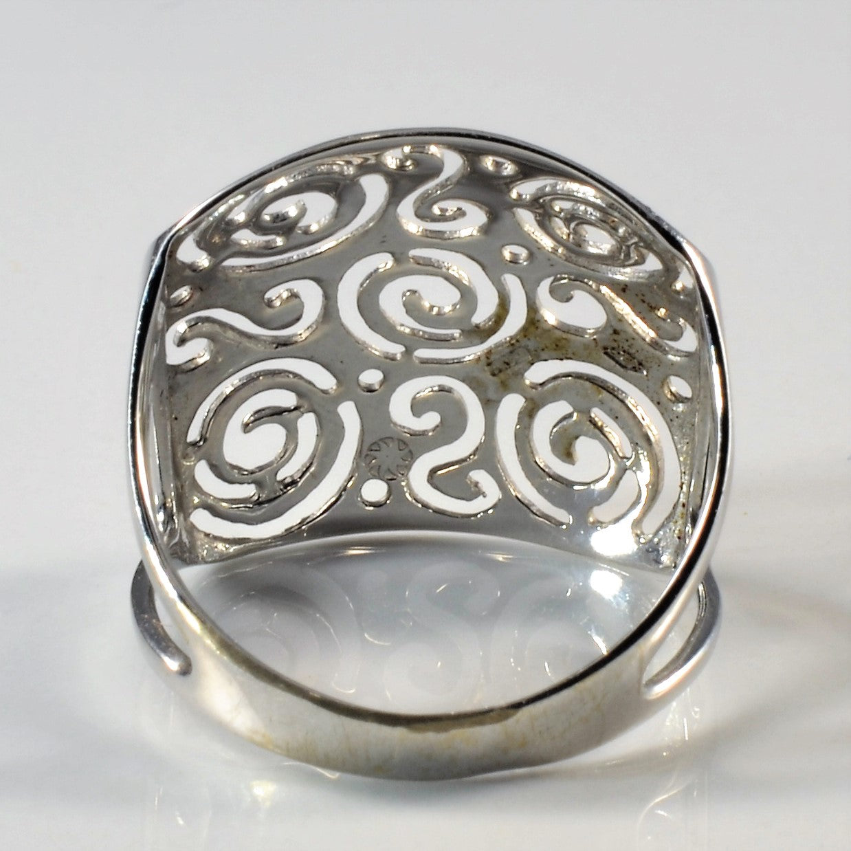 Open Work Wide White Gold Ring | SZ 7.5 |