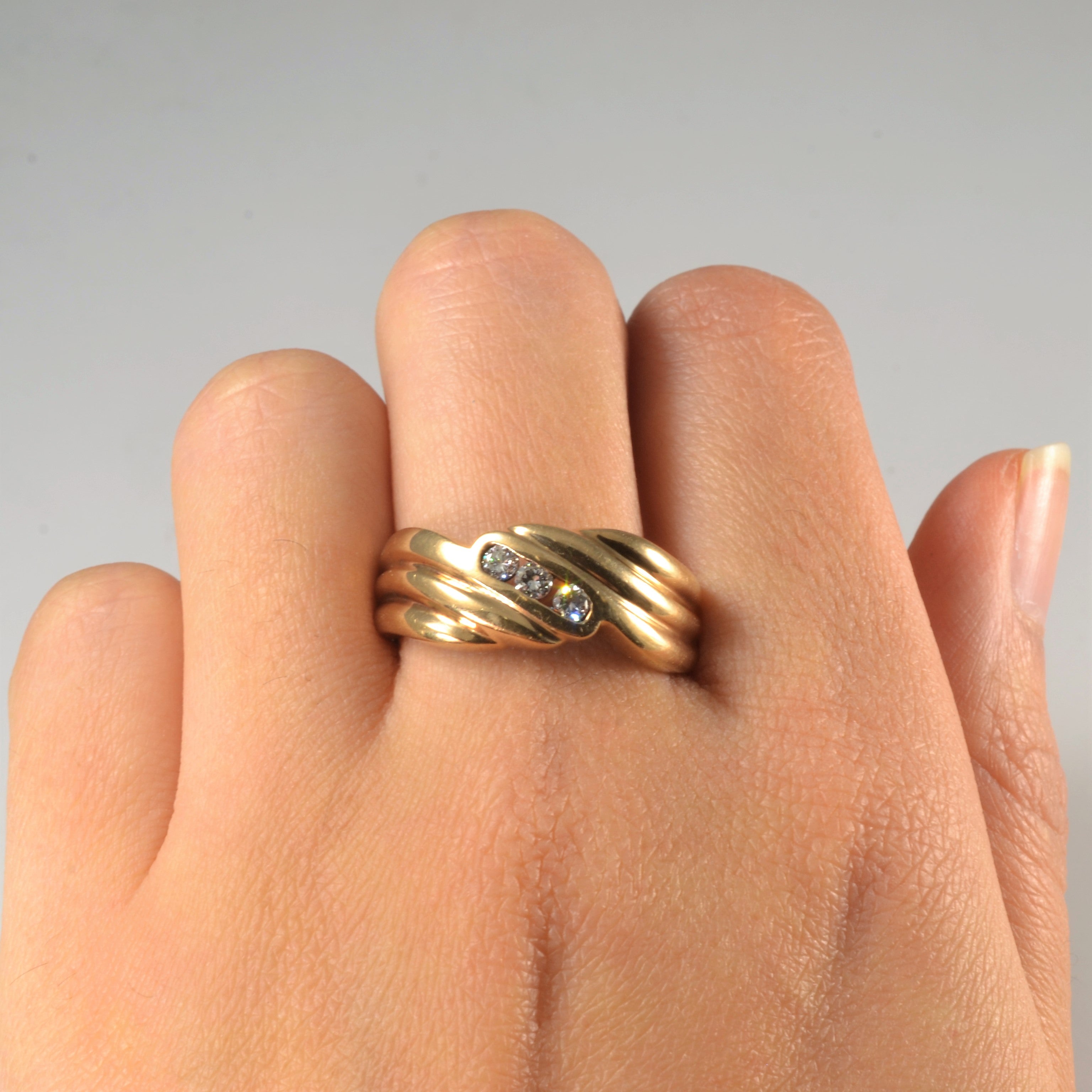 Bypass Three Stone Diamond Band | 0.21ctw | SZ 10.75 |