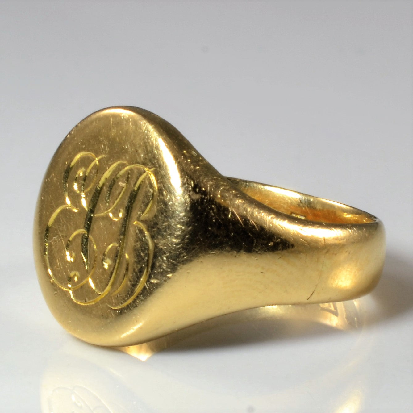 Yellow Initial 'ECB' Gold Signet Ring | SZ 6.25 |