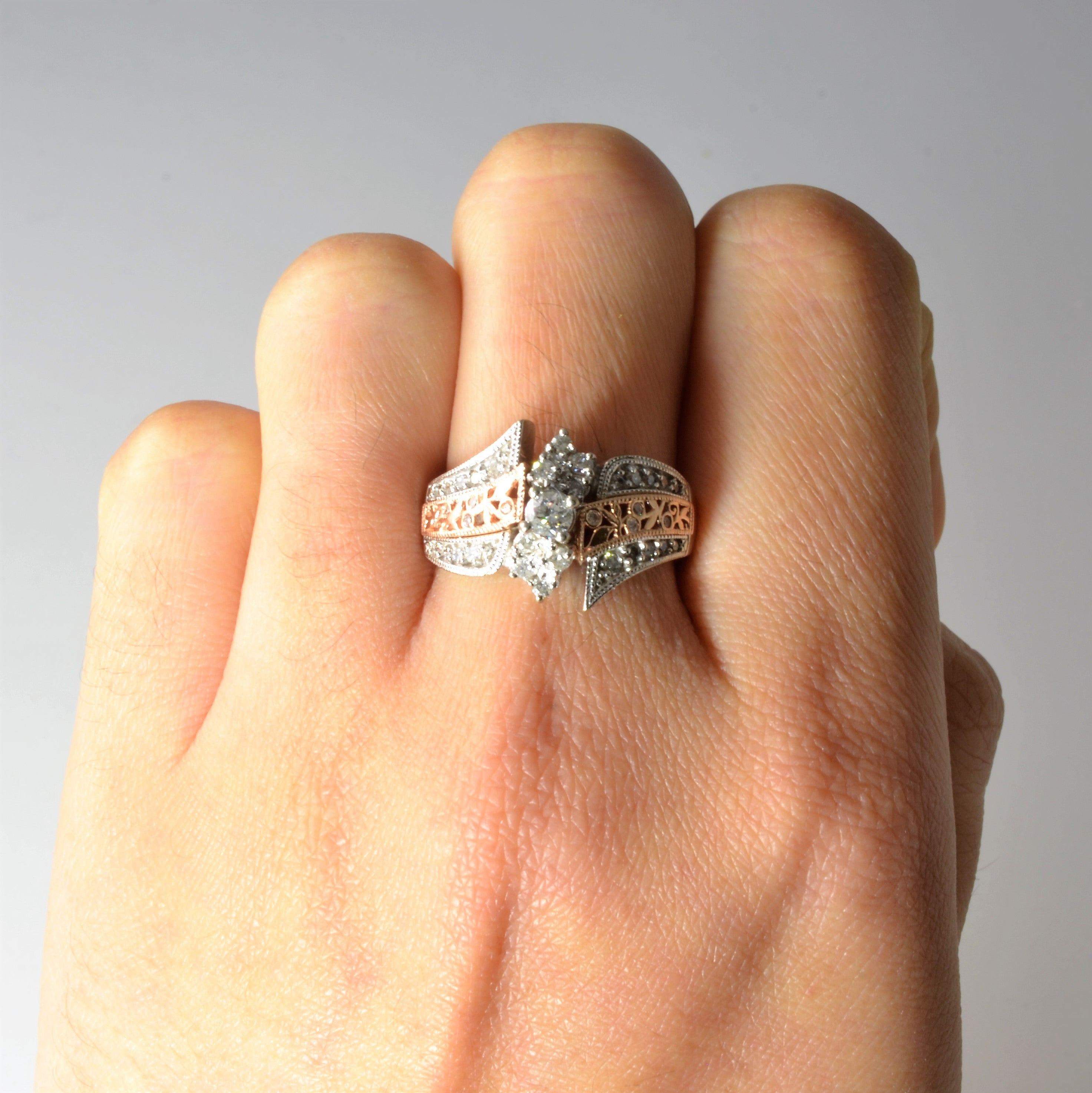 Filigree Two Tone Diamond Ring | 0.56ctw | SZ 7 |